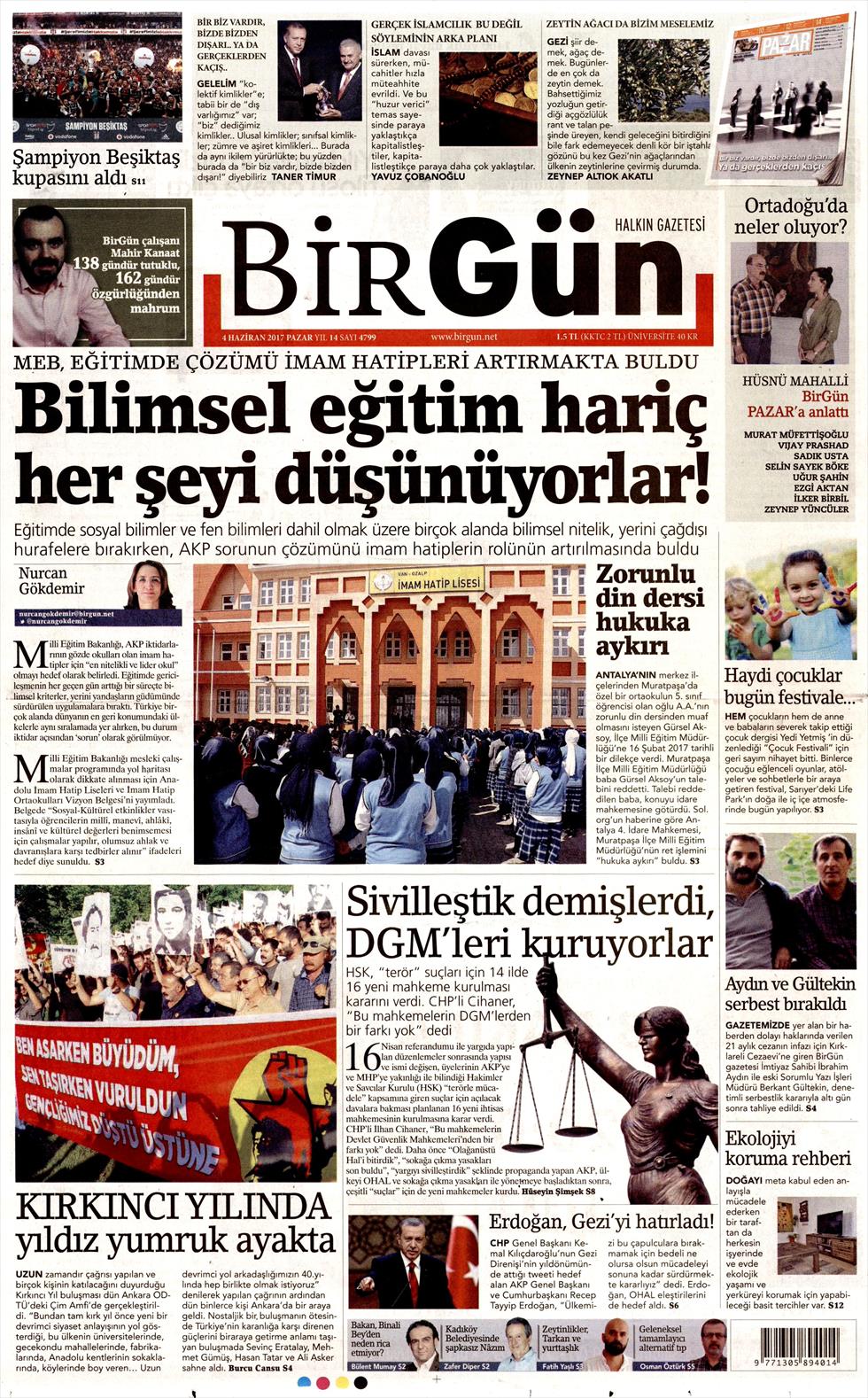 4 Haziran 2017 Pazar gazete manşetleri - 4