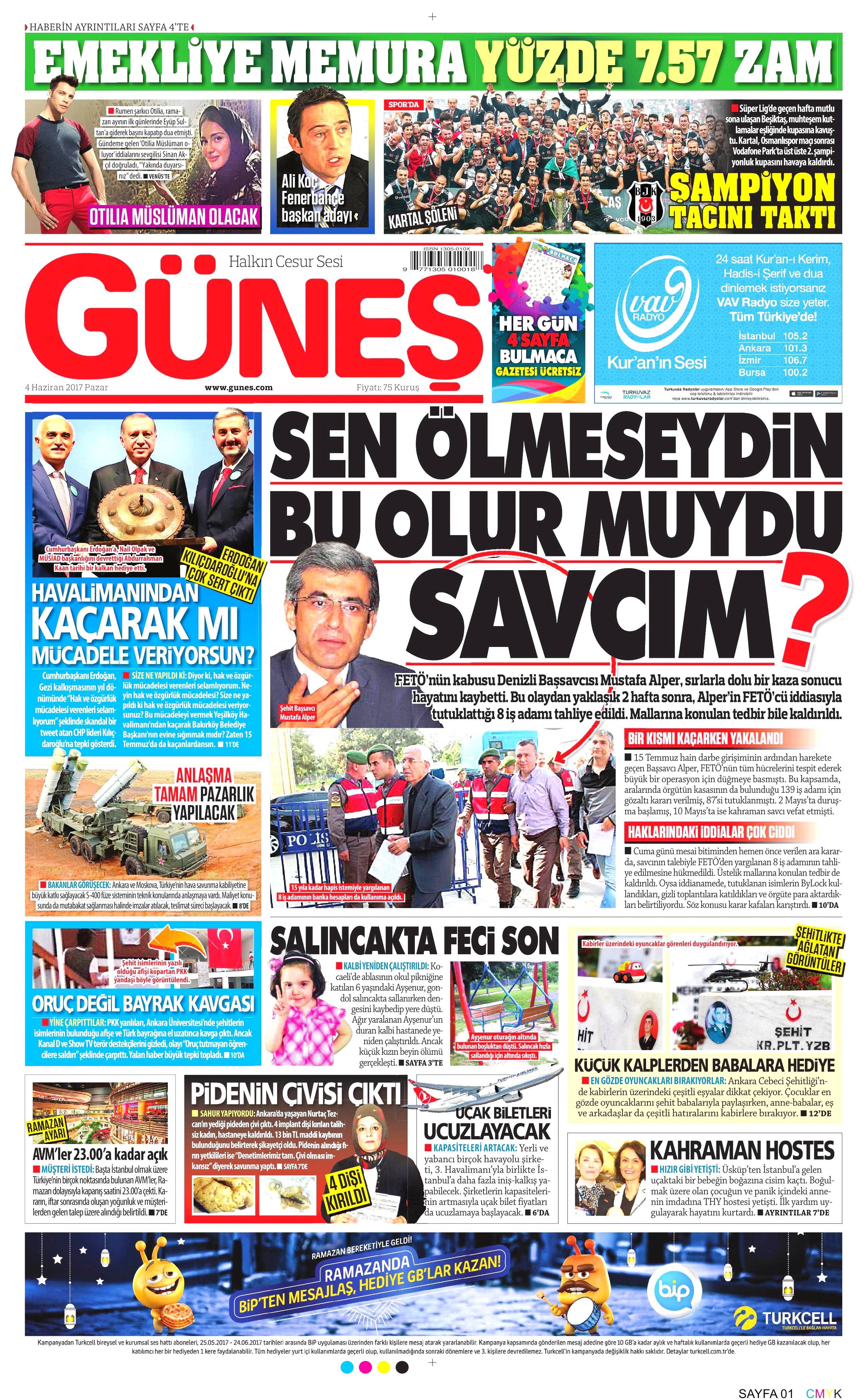 4 Haziran 2017 Pazar gazete manşetleri - 8