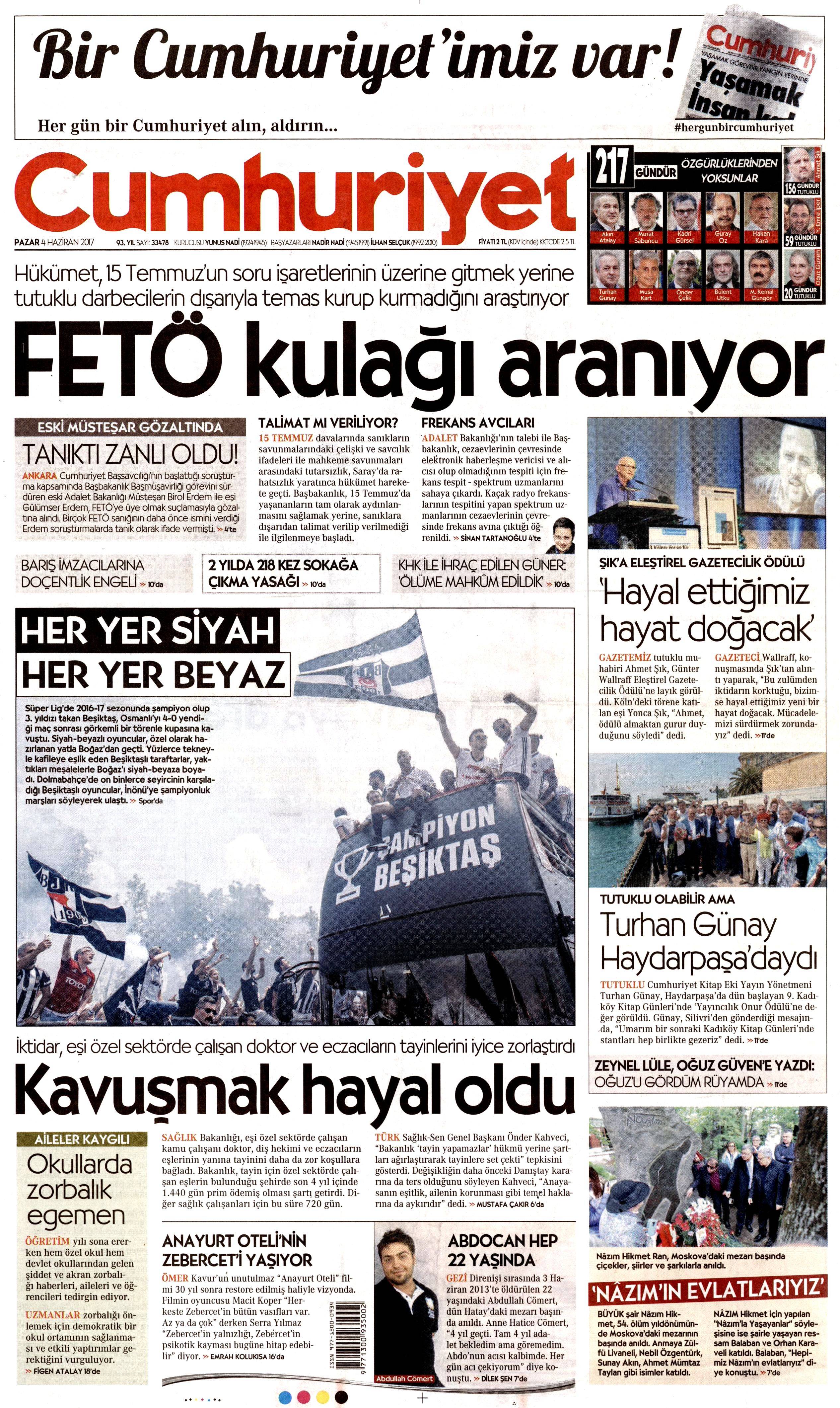 4 Haziran 2017 Pazar gazete manşetleri - 5