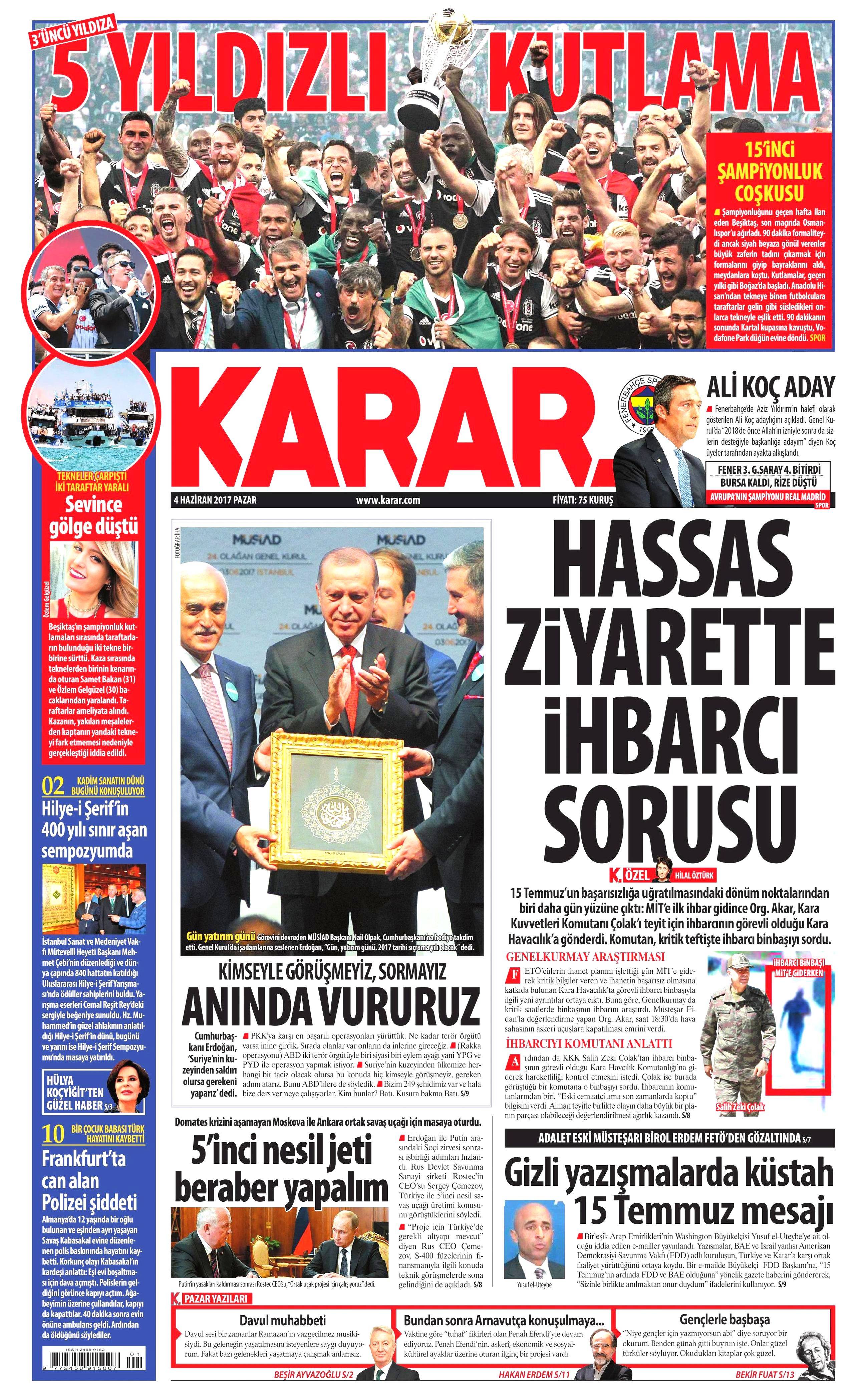 4 Haziran 2017 Pazar gazete manşetleri - 12