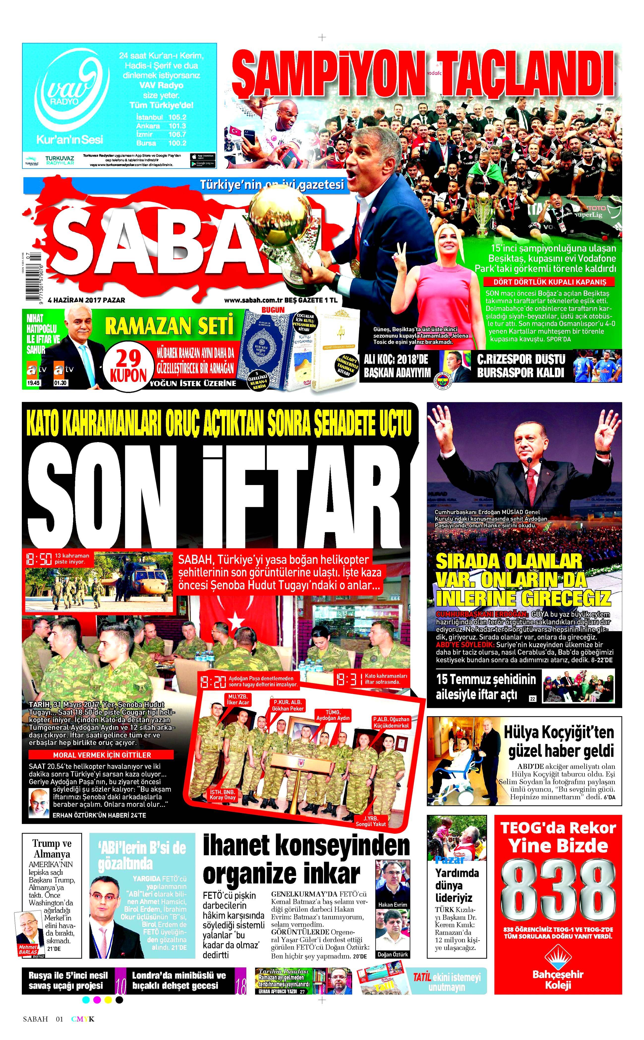 4 Haziran 2017 Pazar gazete manşetleri - 18
