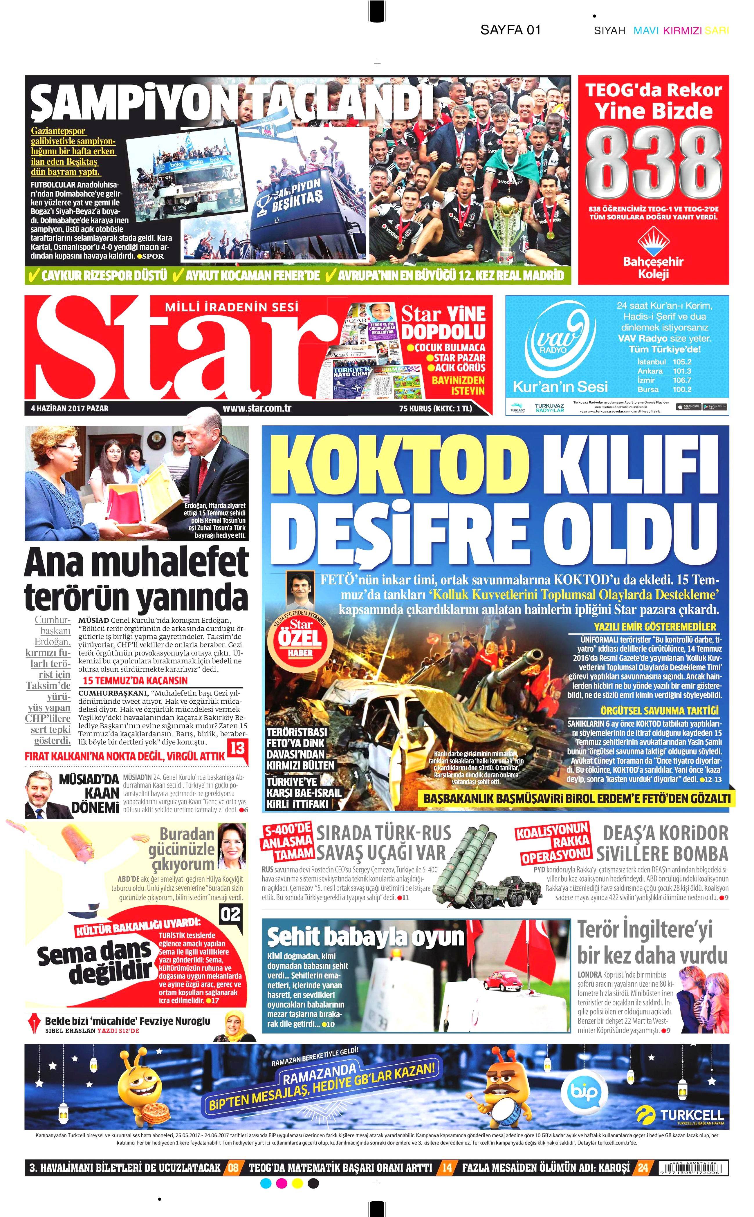 4 Haziran 2017 Pazar gazete manşetleri - 19