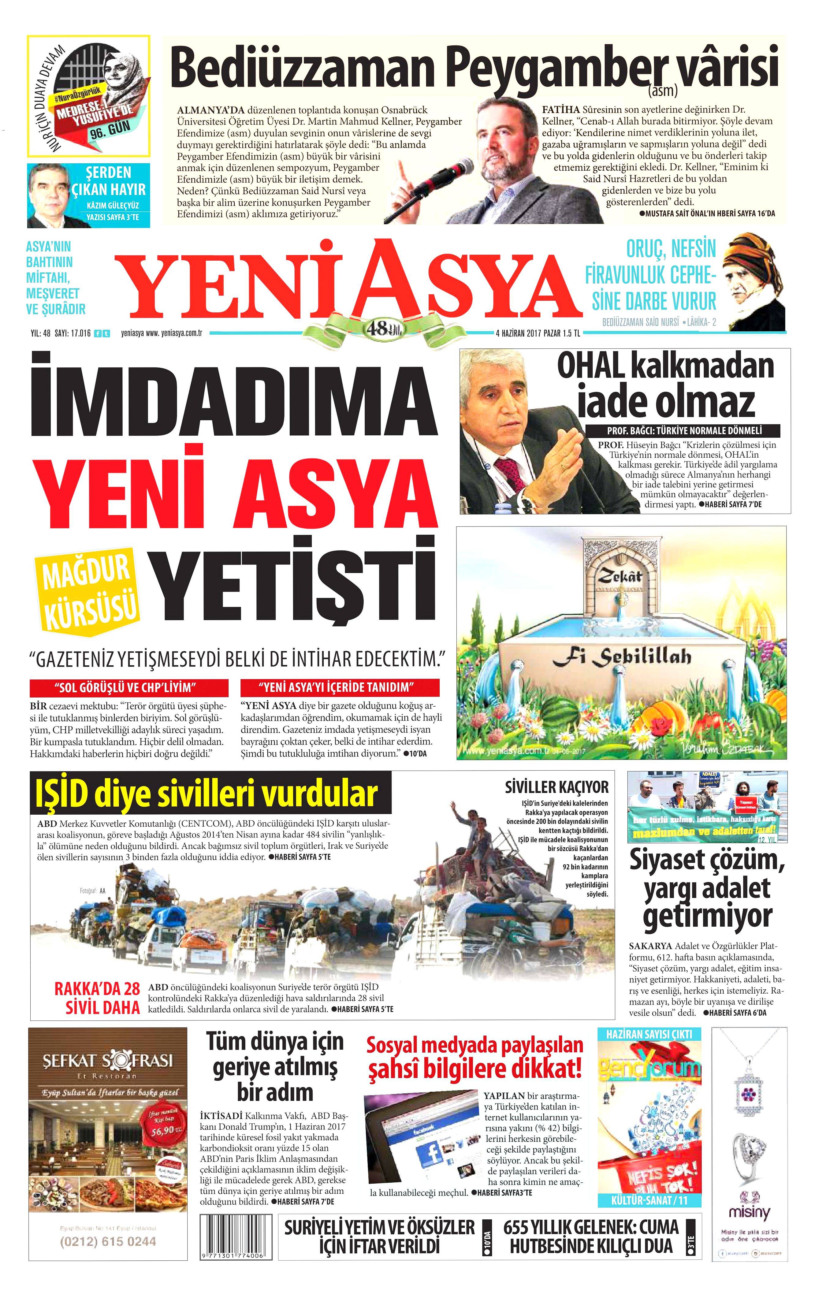 4 Haziran 2017 Pazar gazete manşetleri - 24