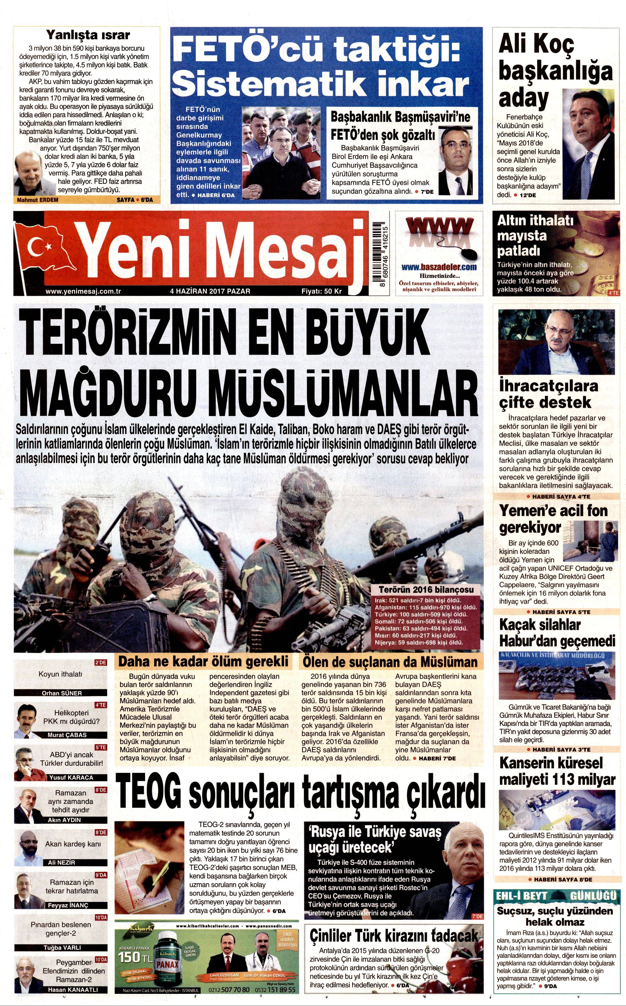 4 Haziran 2017 Pazar gazete manşetleri - 27