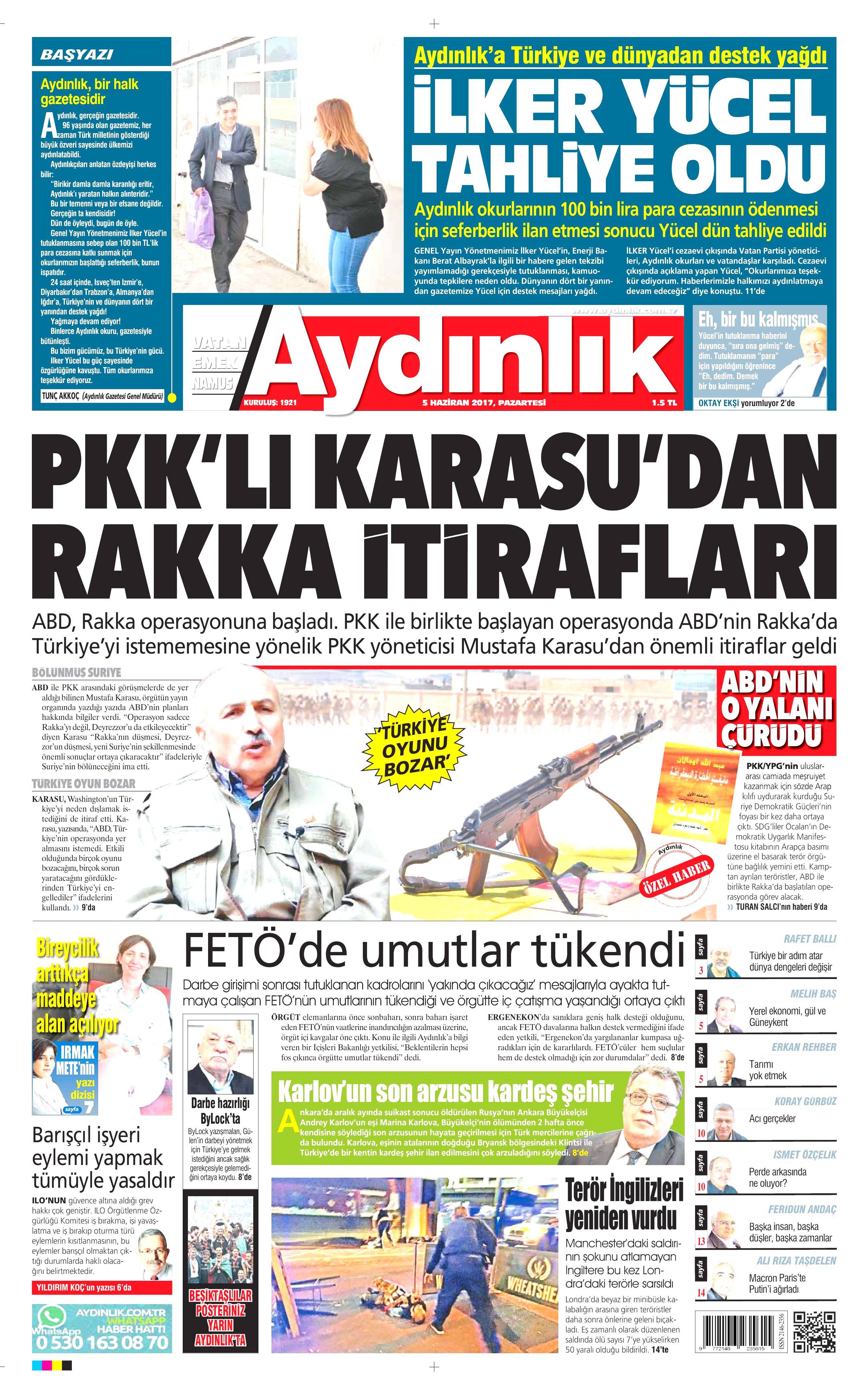 5 Haziran 2017 Pazartesi gazete manşetleri - 3