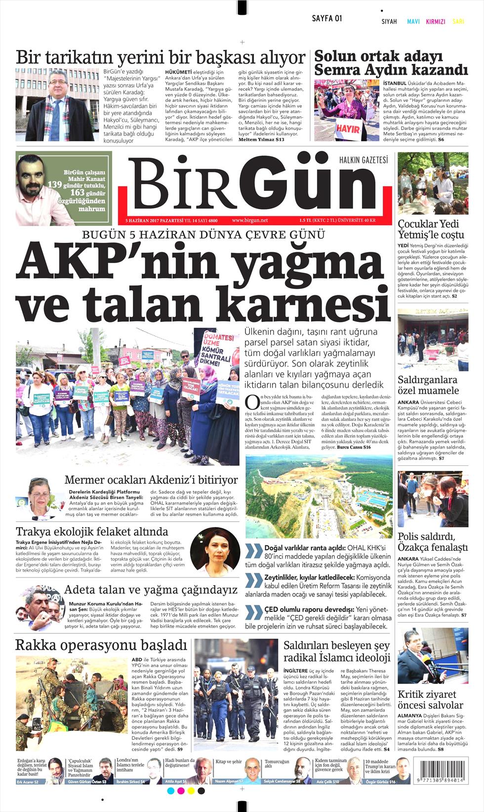 5 Haziran 2017 Pazartesi gazete manşetleri - 4