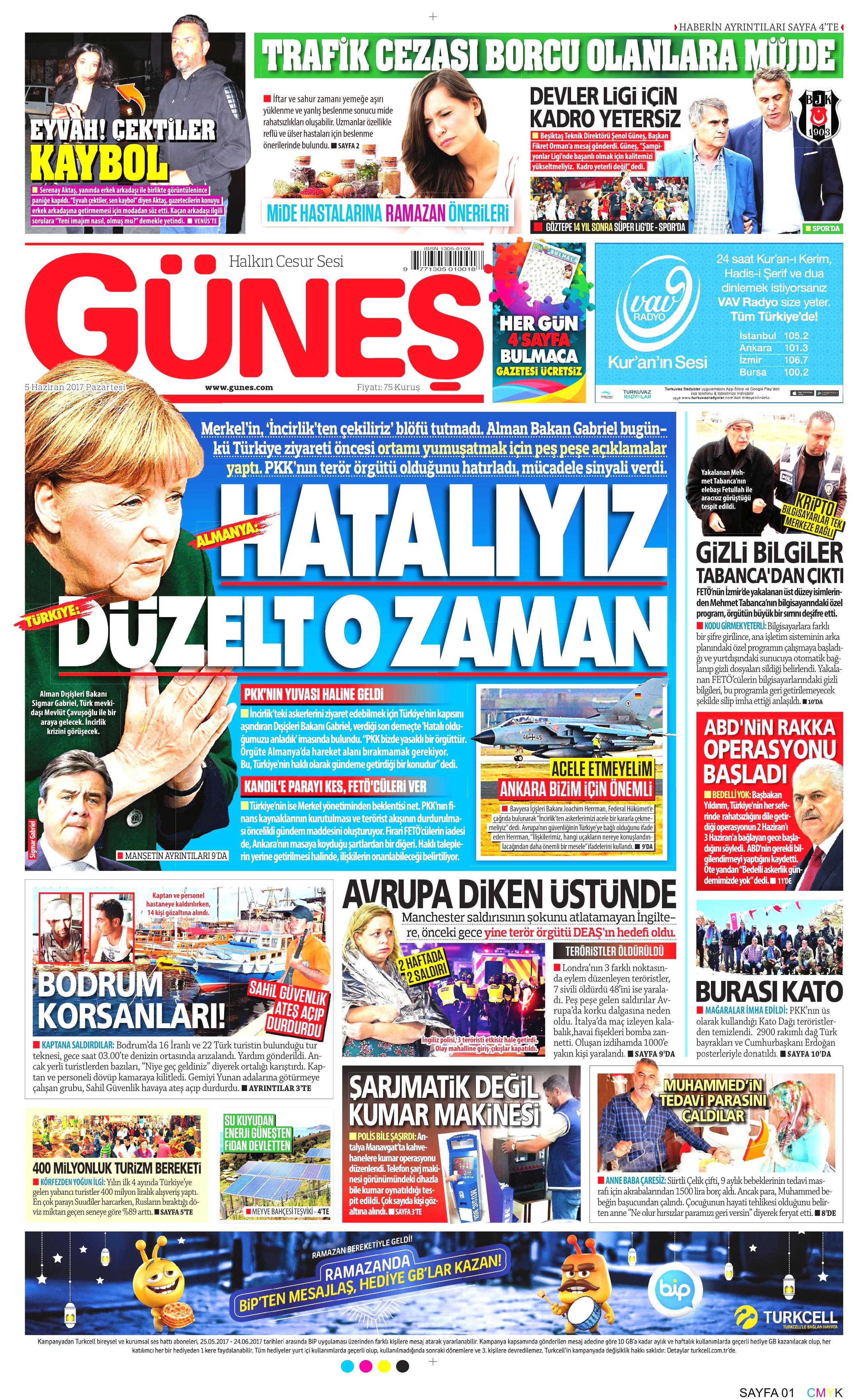 5 Haziran 2017 Pazartesi gazete manşetleri - 8