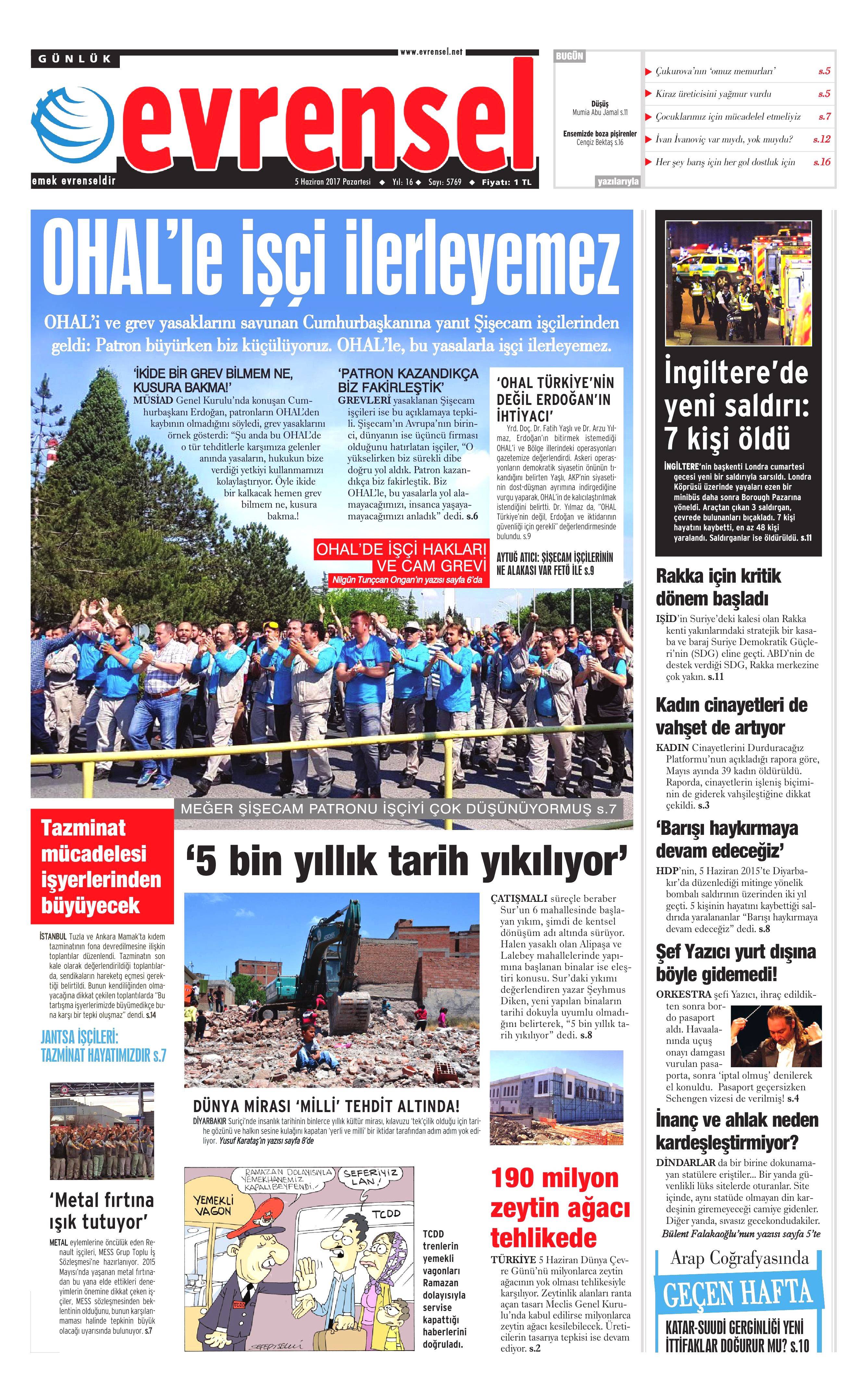 5 Haziran 2017 Pazartesi gazete manşetleri - 7