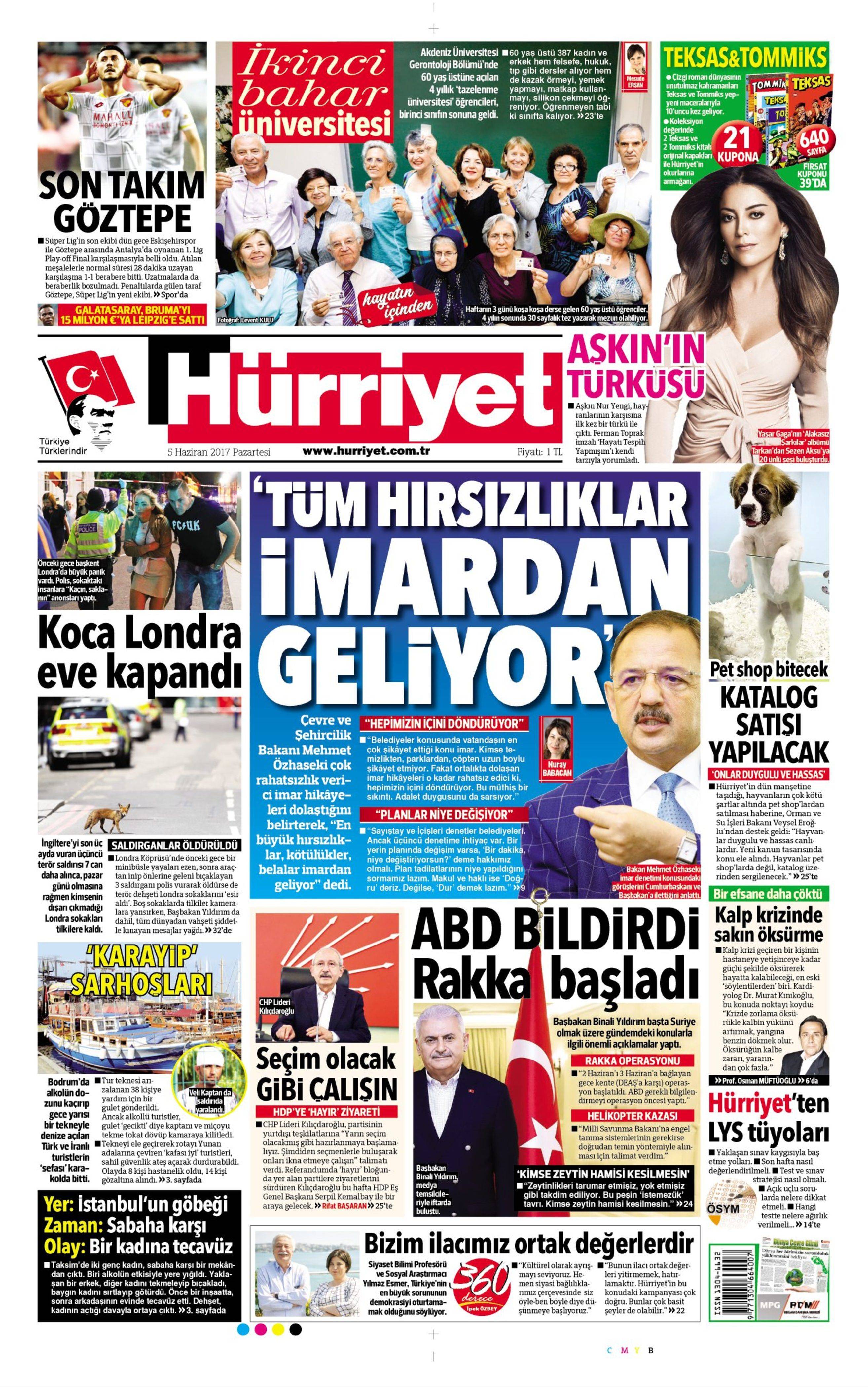 5 Haziran 2017 Pazartesi gazete manşetleri - 10