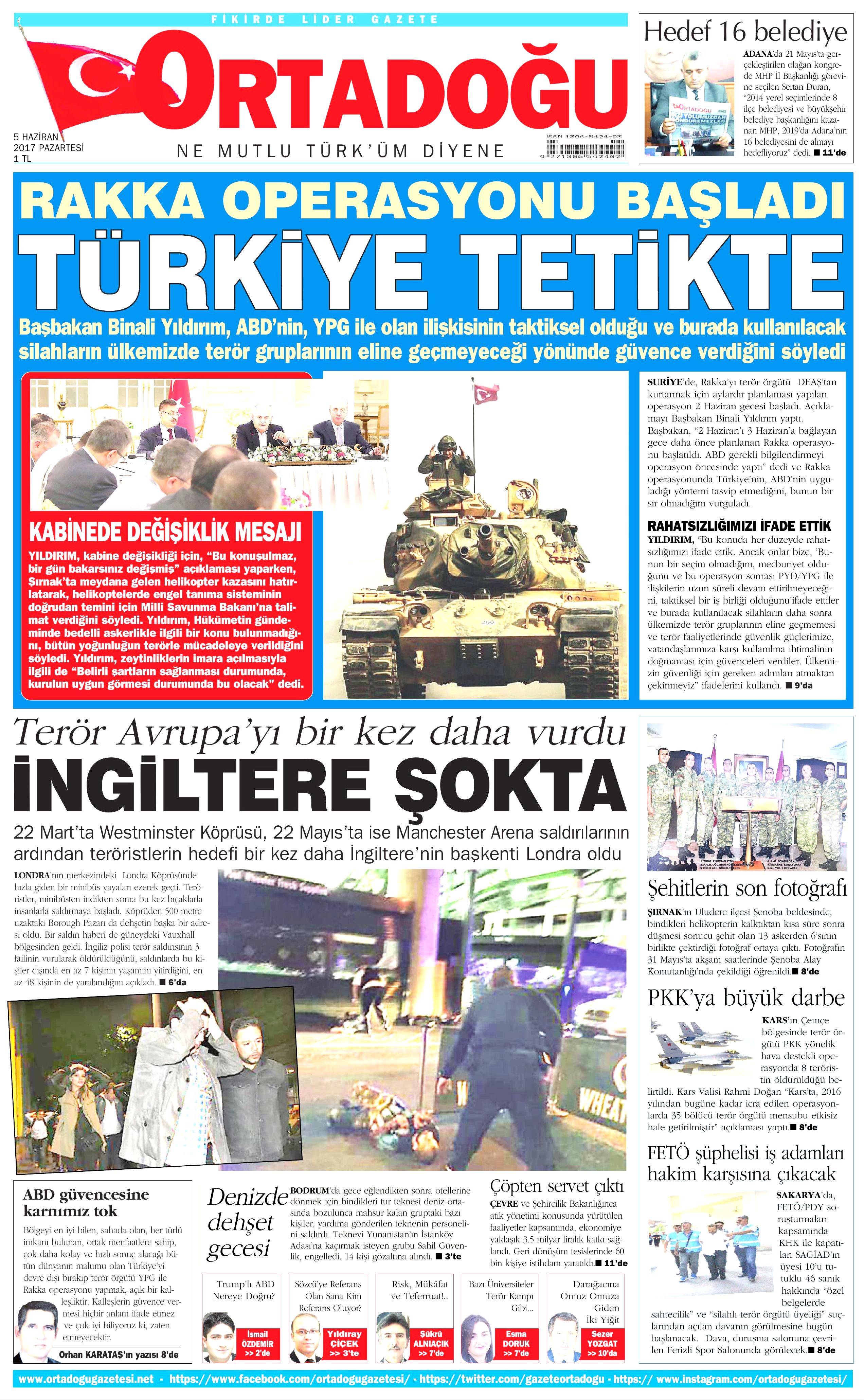 5 Haziran 2017 Pazartesi gazete manşetleri - 16