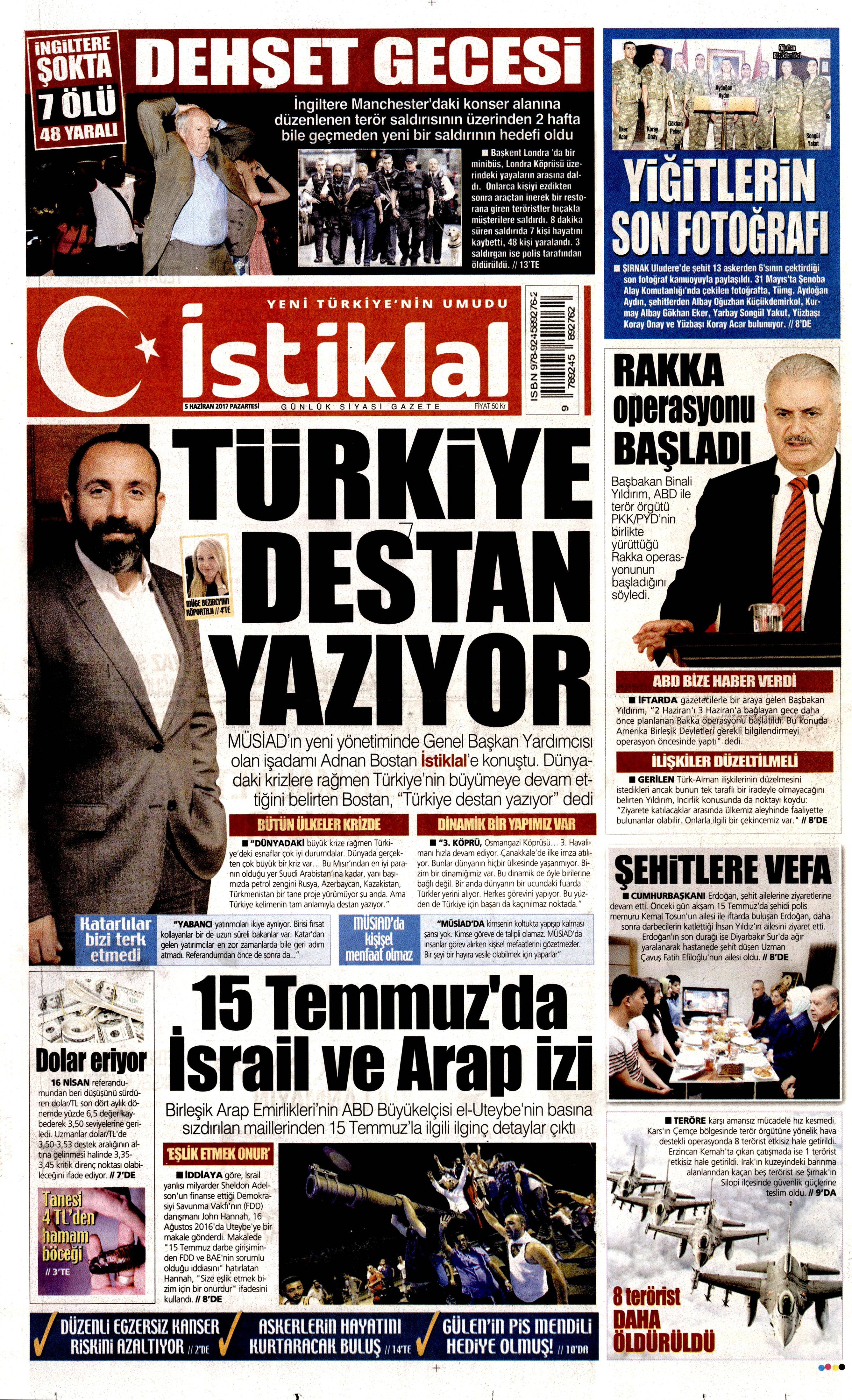 5 Haziran 2017 Pazartesi gazete manşetleri - 11