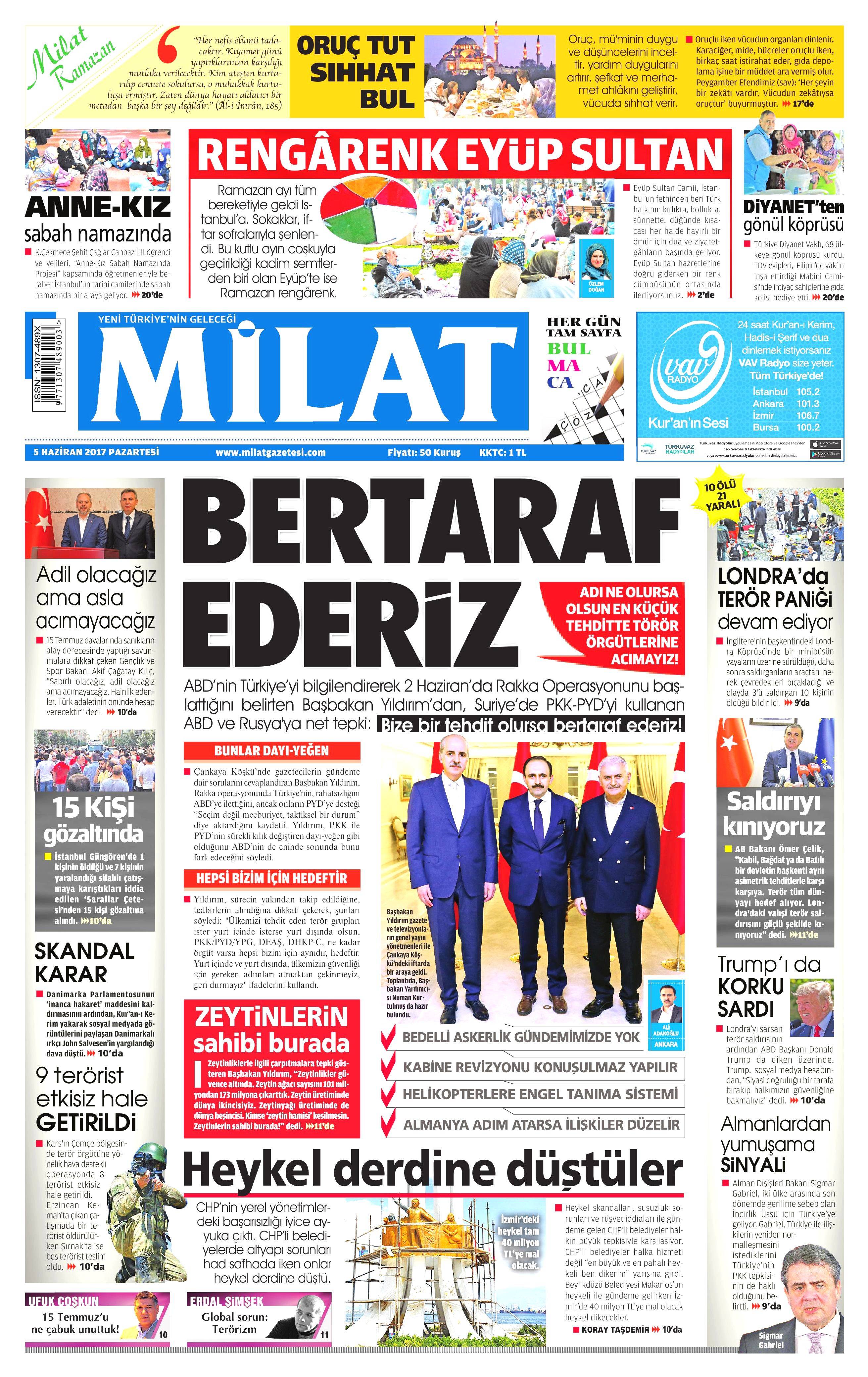 5 Haziran 2017 Pazartesi gazete manşetleri - 13