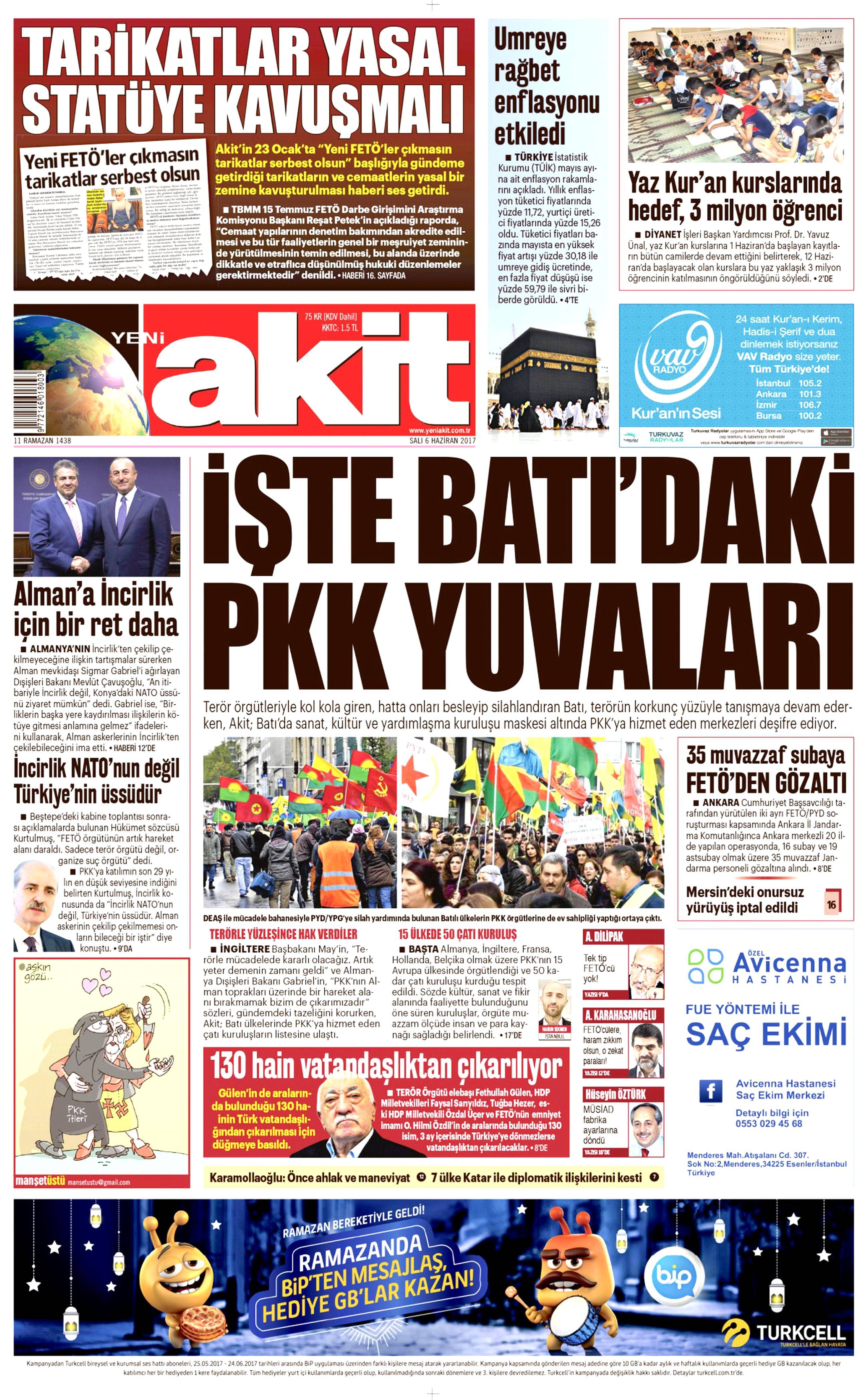 6 Haziran 2017 Salı gazete manşetleri - 2