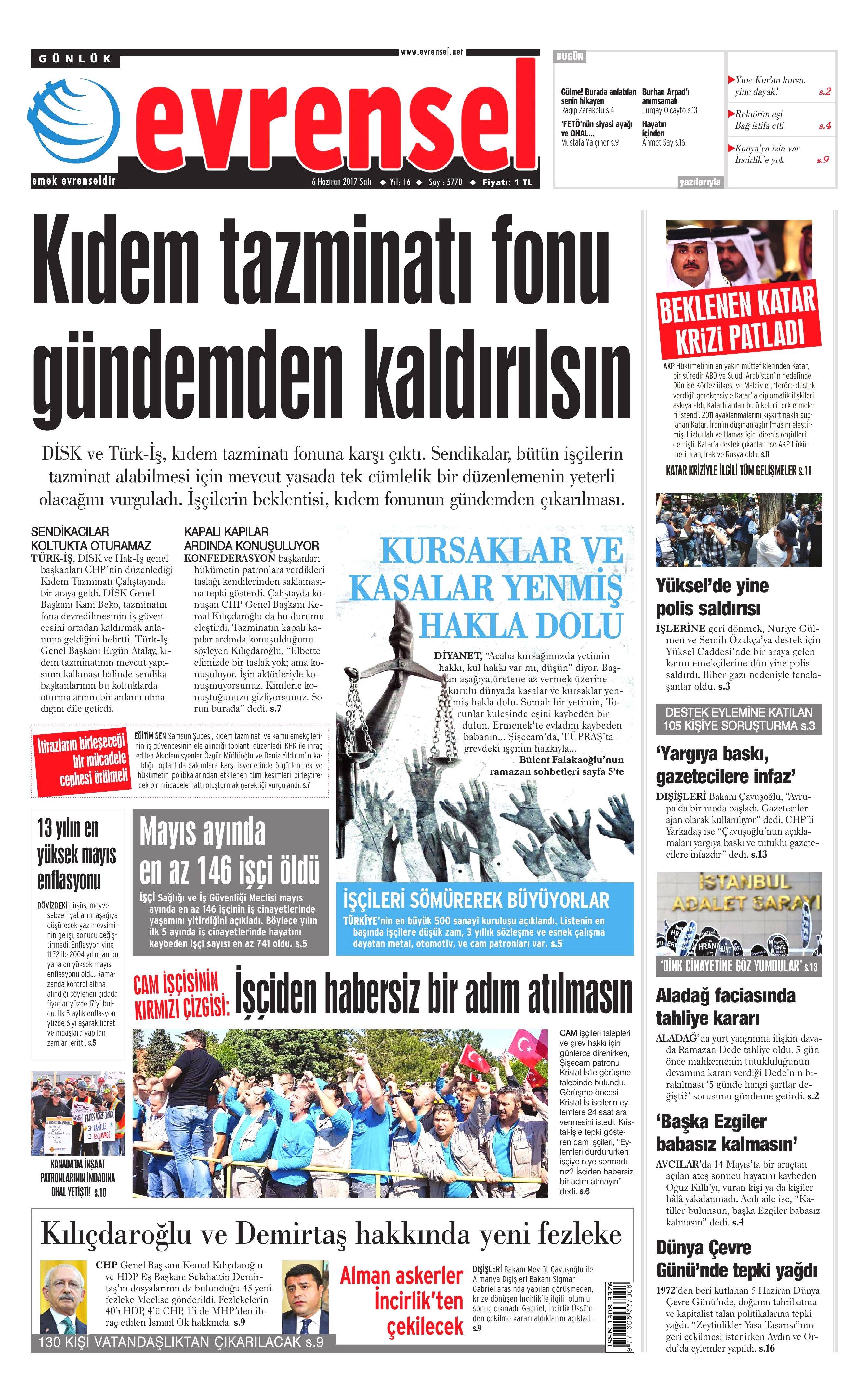 6 Haziran 2017 Salı gazete manşetleri - 7