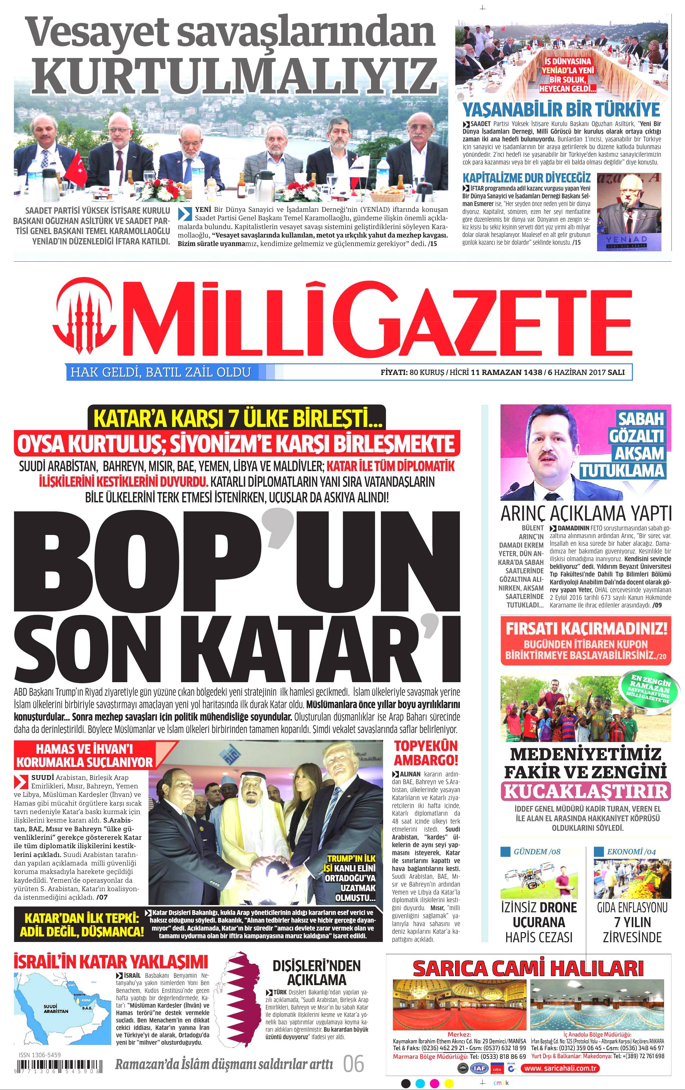 6 Haziran 2017 Salı gazete manşetleri - 14