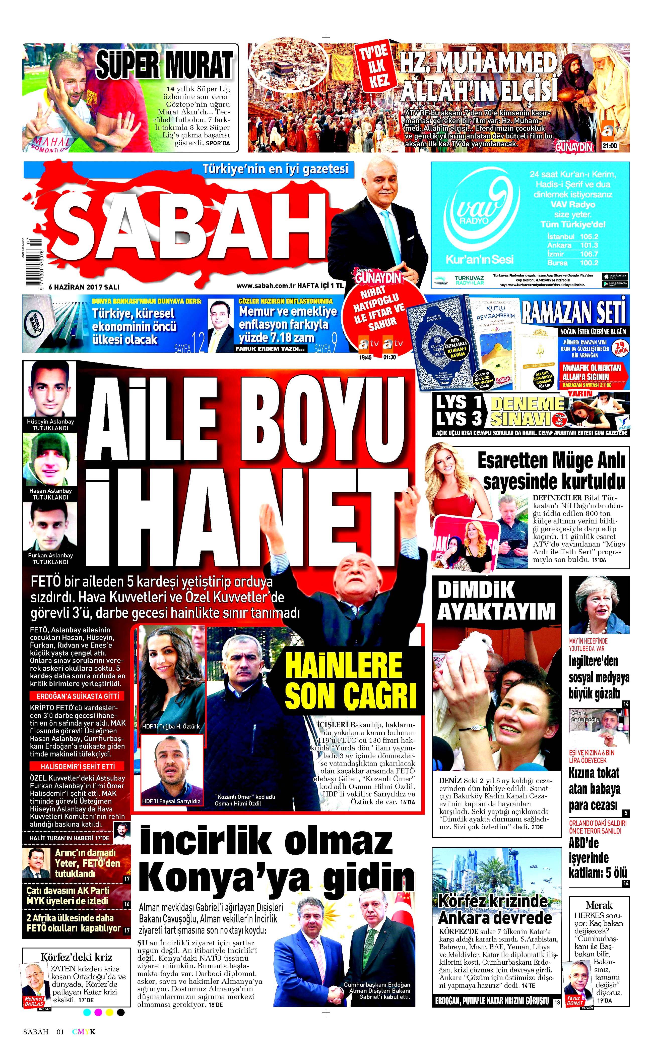 6 Haziran 2017 Salı gazete manşetleri - 18