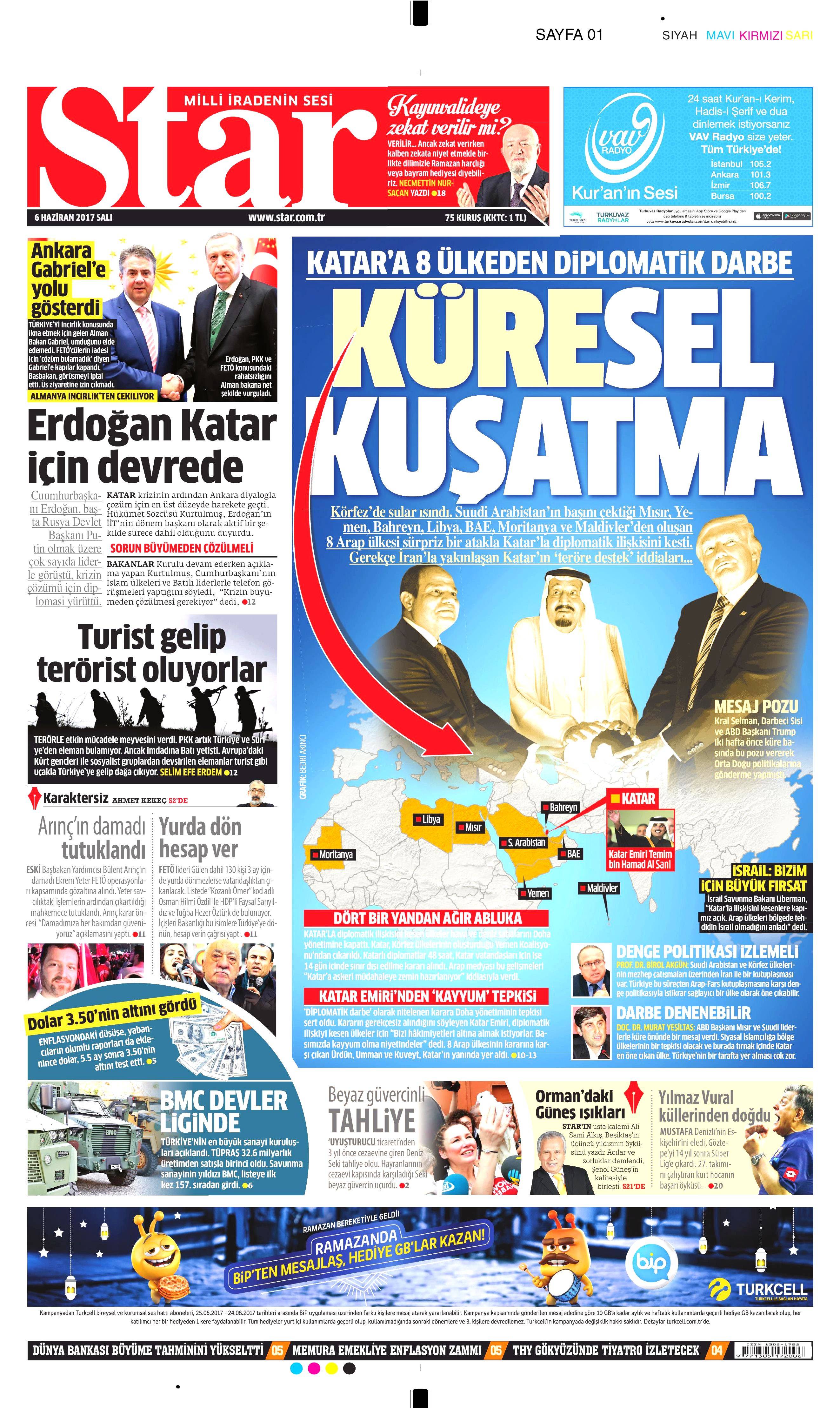 6 Haziran 2017 Salı gazete manşetleri - 19