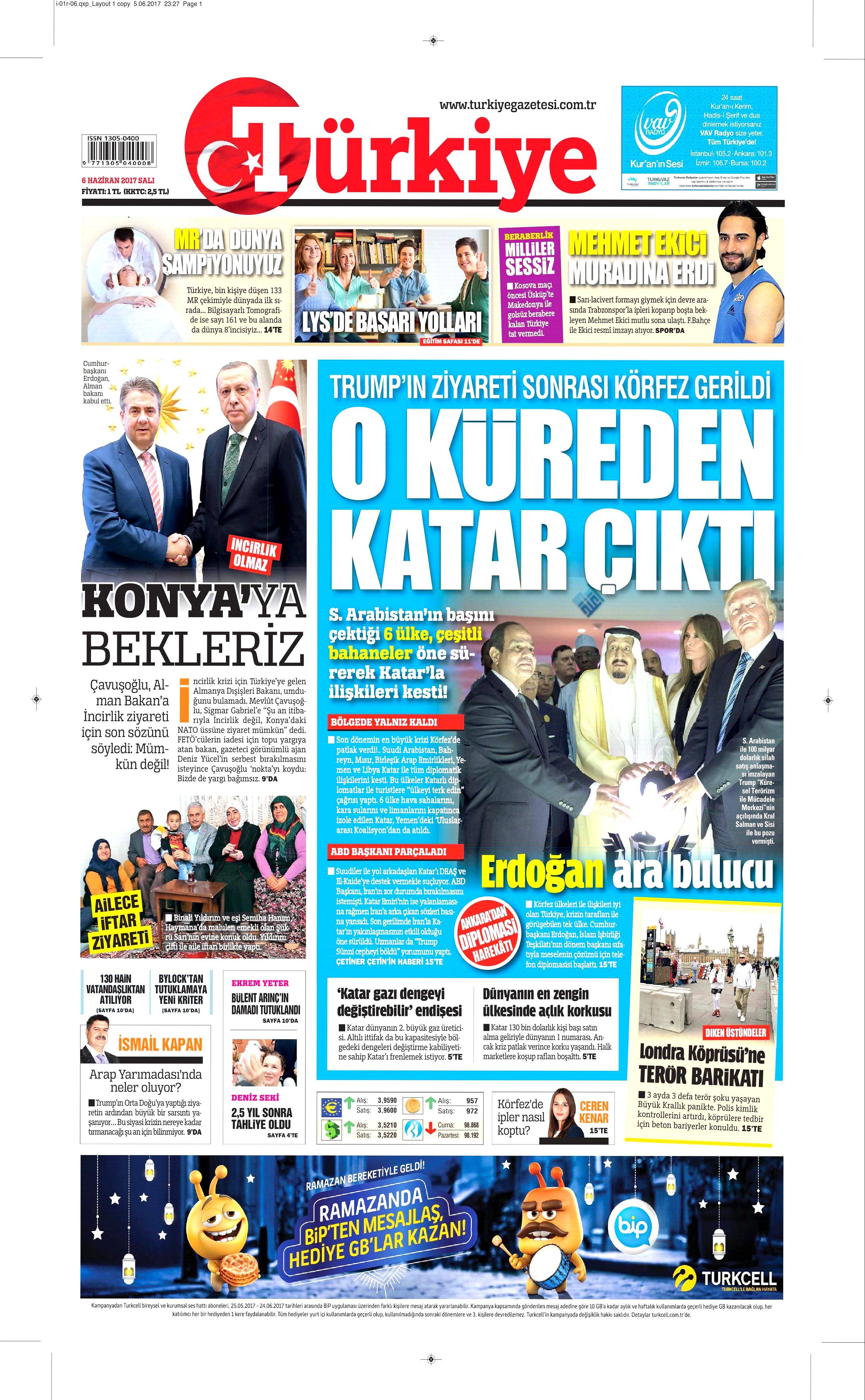 6 Haziran 2017 Salı gazete manşetleri - 22