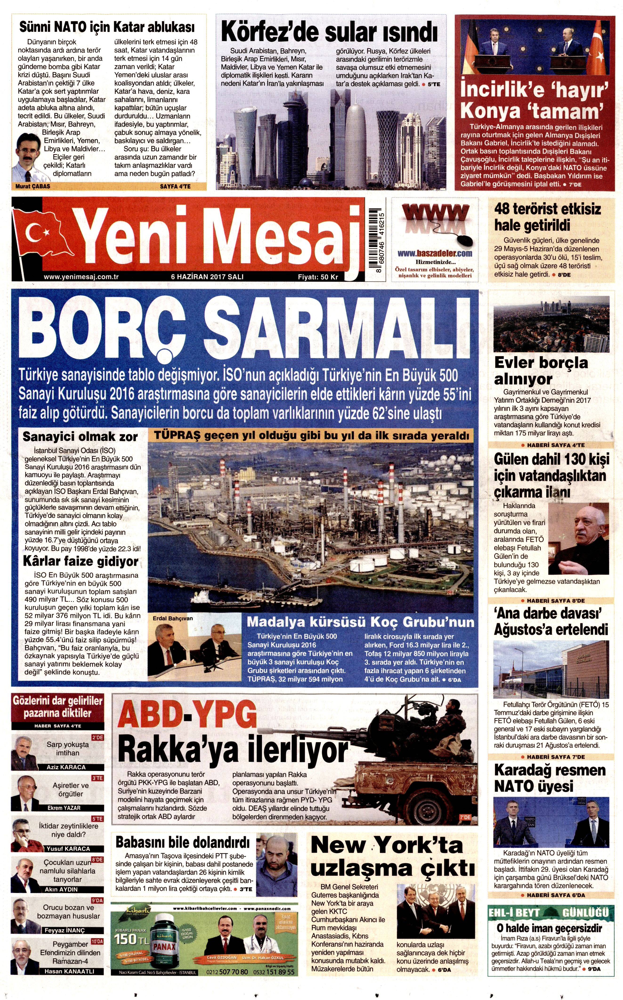 6 Haziran 2017 Salı gazete manşetleri - 27