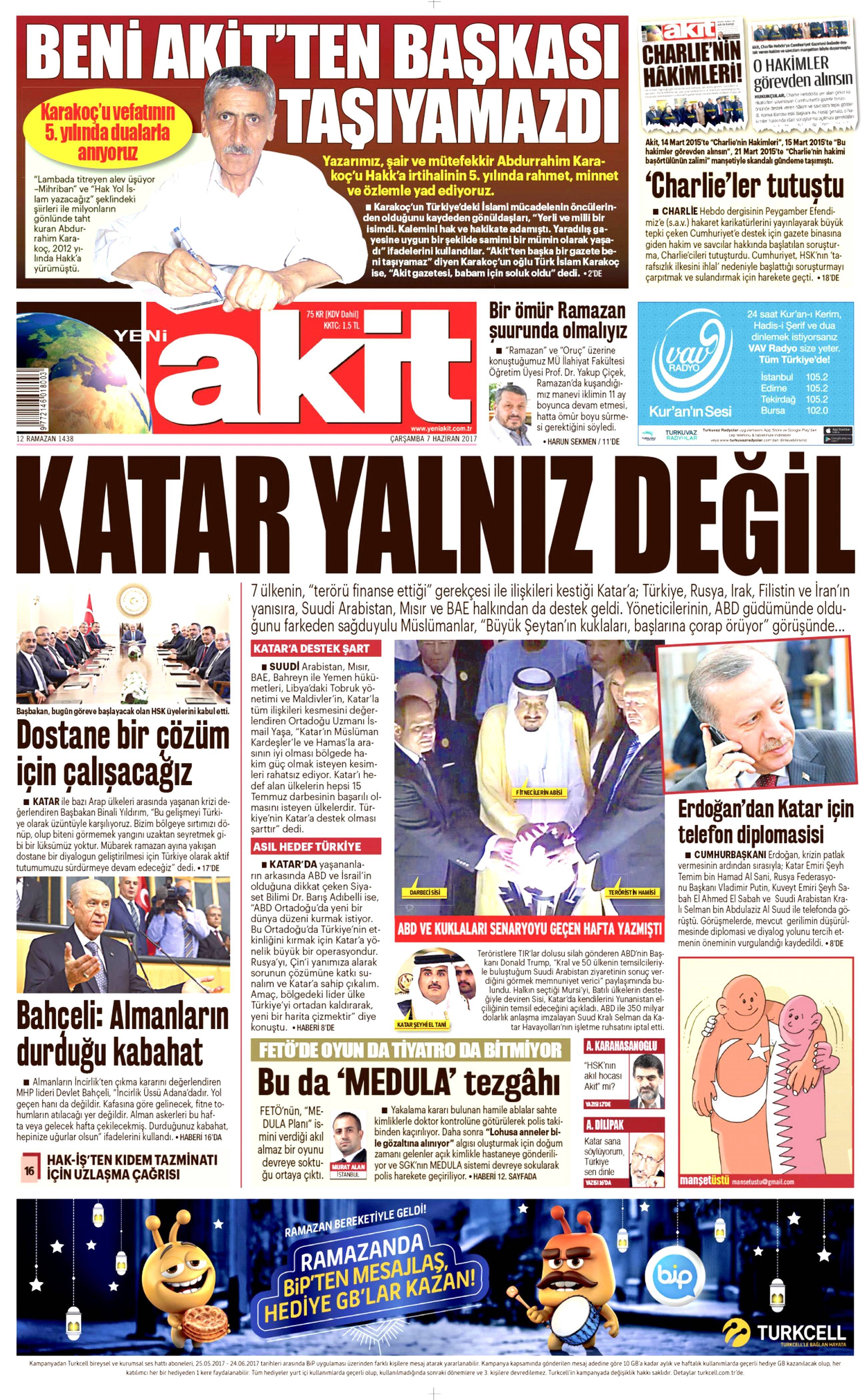 7 Haziran 2017 Çarşamba gazete manşetleri - 2