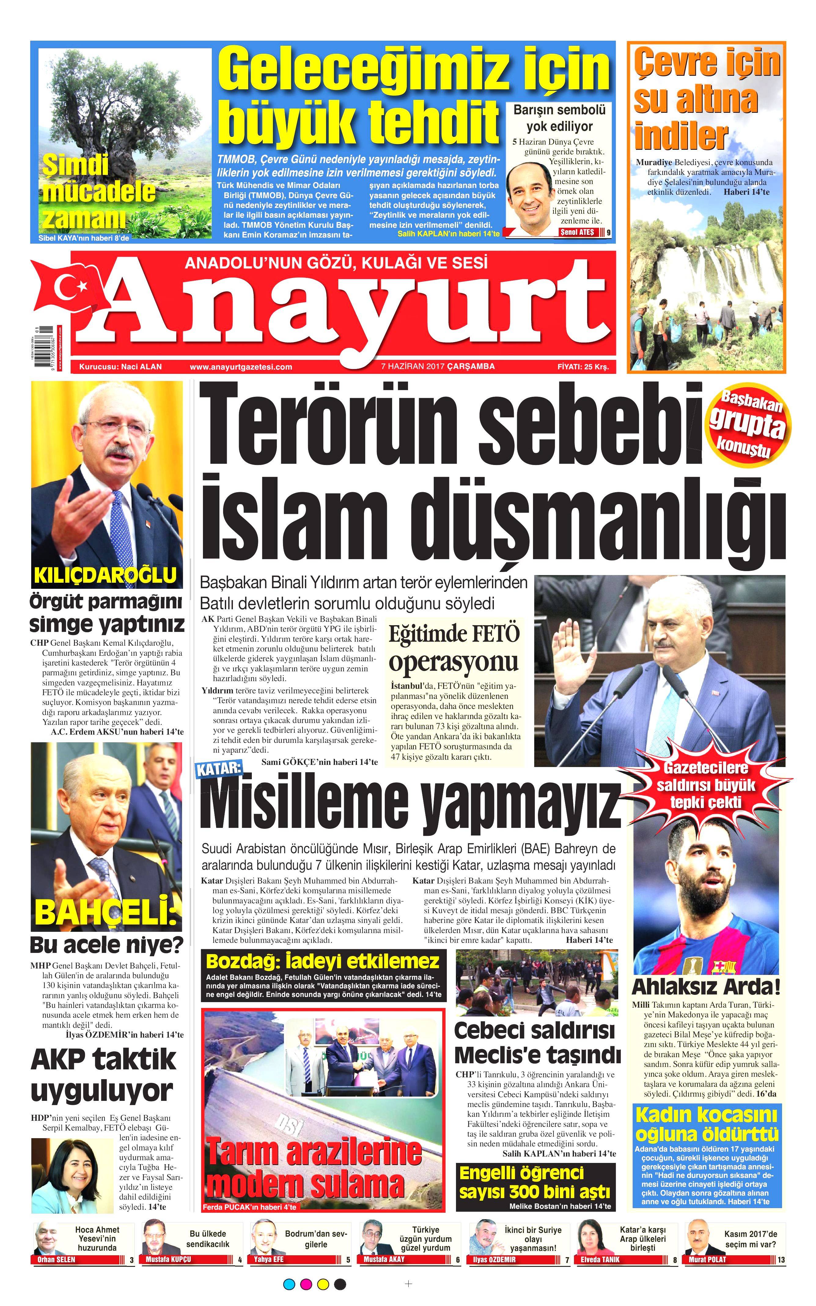 7 Haziran 2017 Çarşamba gazete manşetleri - 3