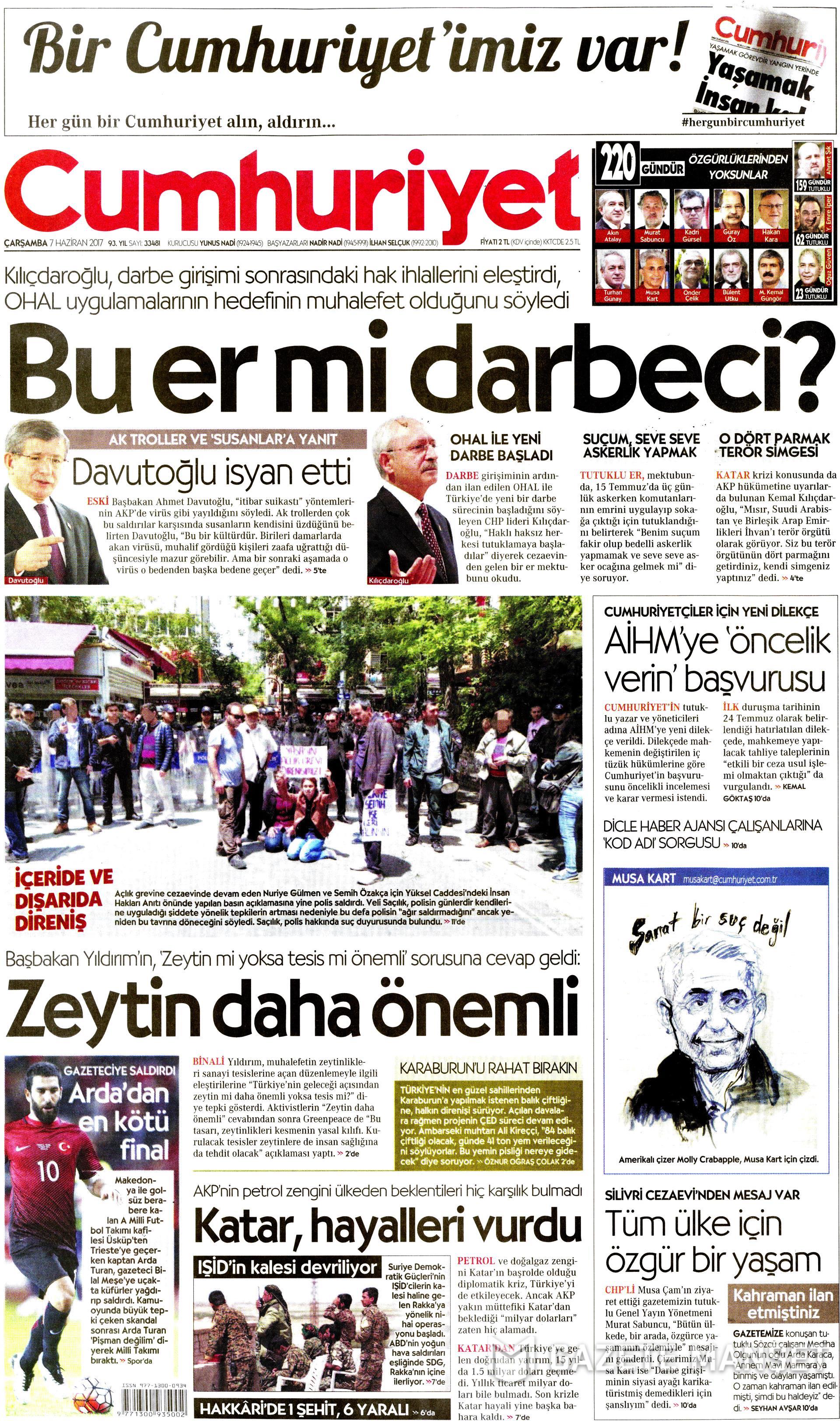 7 Haziran 2017 Çarşamba gazete manşetleri - 5