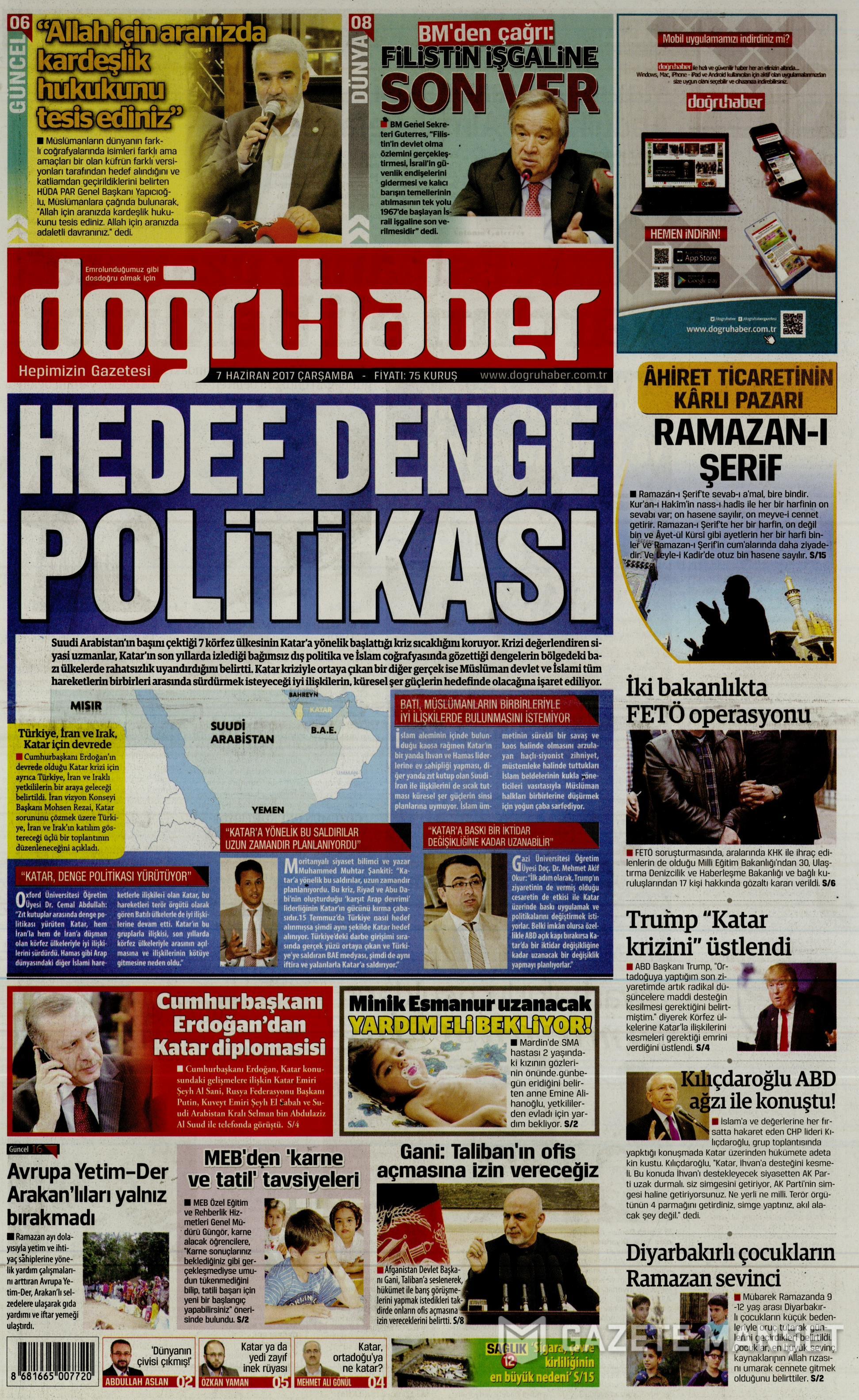 7 Haziran 2017 Çarşamba gazete manşetleri - 9