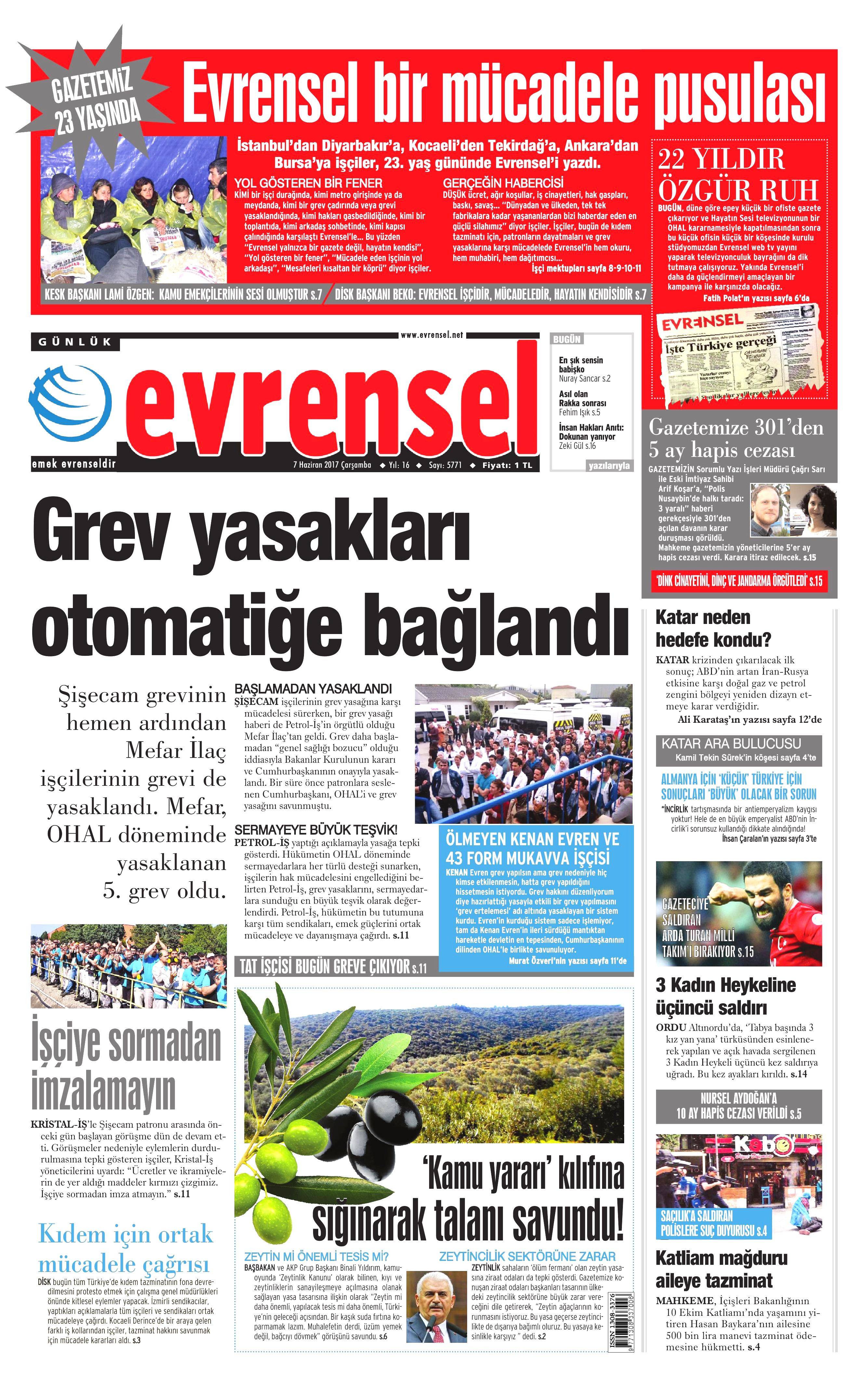 7 Haziran 2017 Çarşamba gazete manşetleri - 11