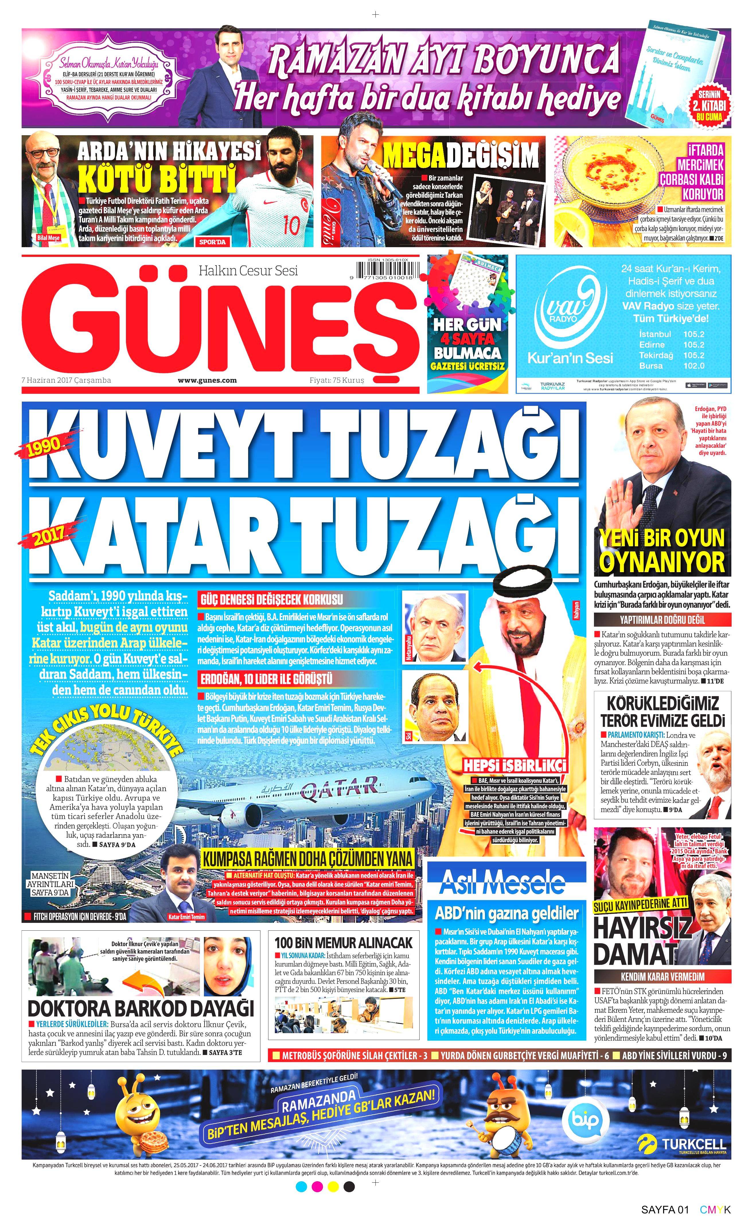 7 Haziran 2017 Çarşamba gazete manşetleri - 14