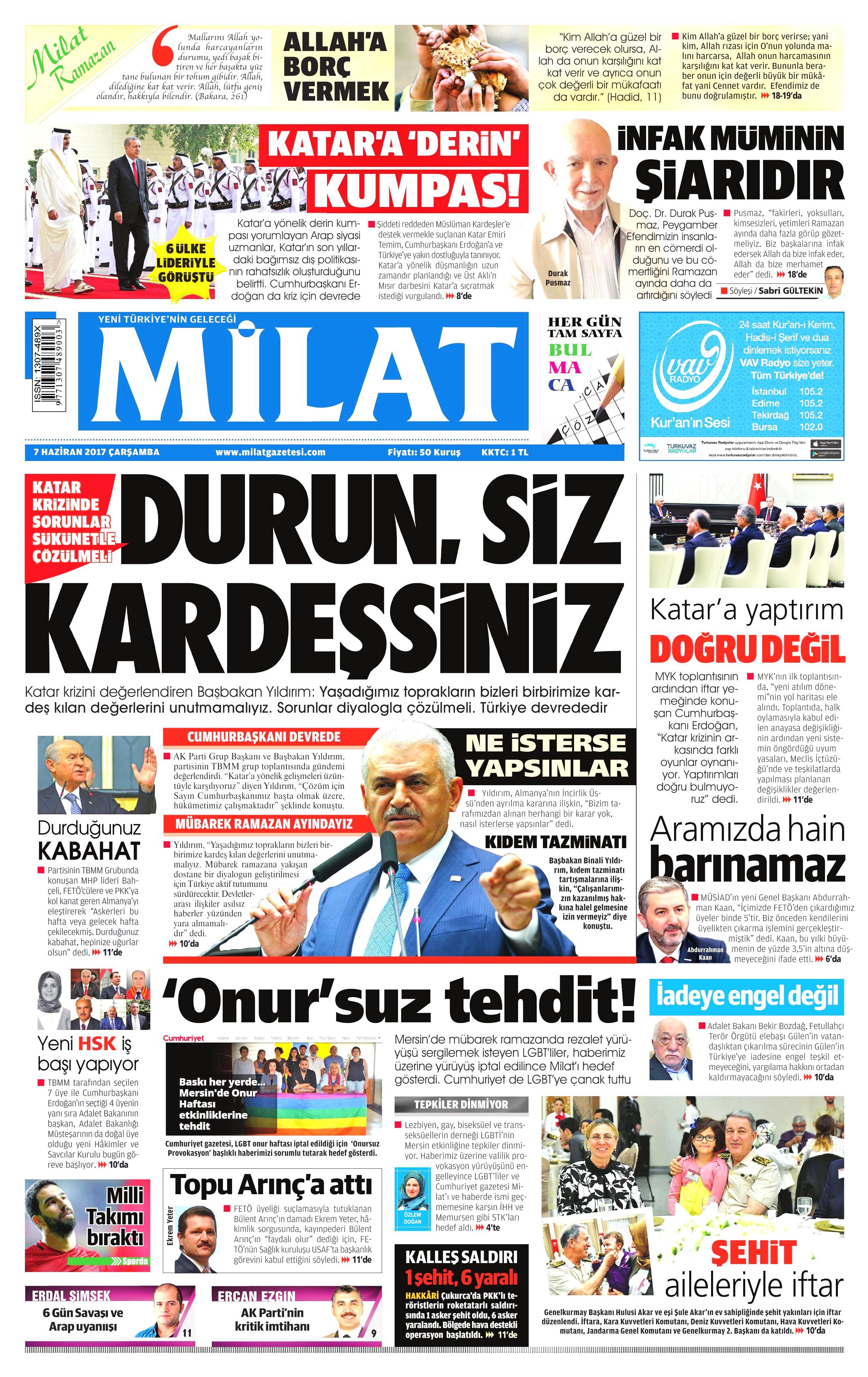 7 Haziran 2017 Çarşamba gazete manşetleri - 17