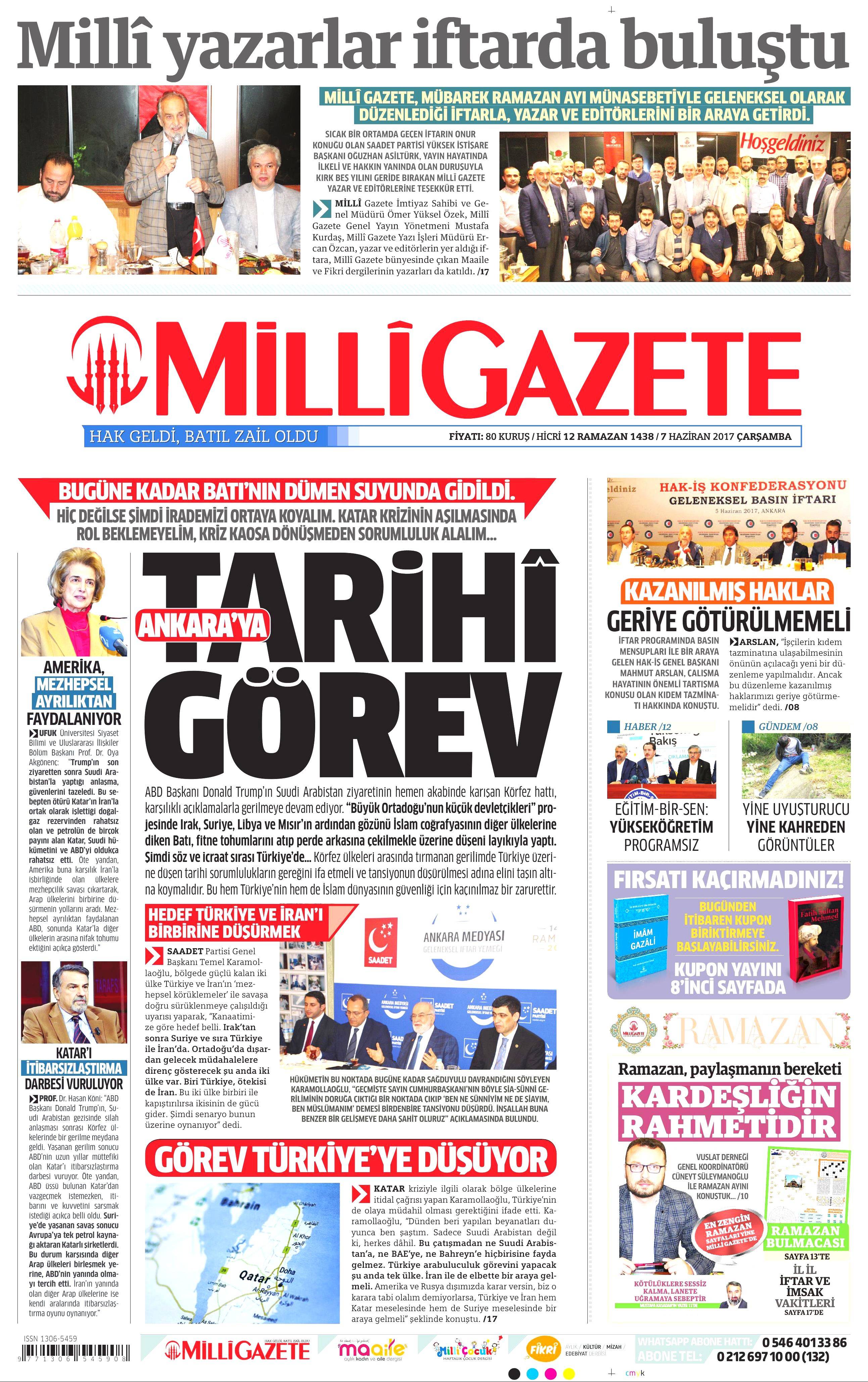 7 Haziran 2017 Çarşamba gazete manşetleri - 18