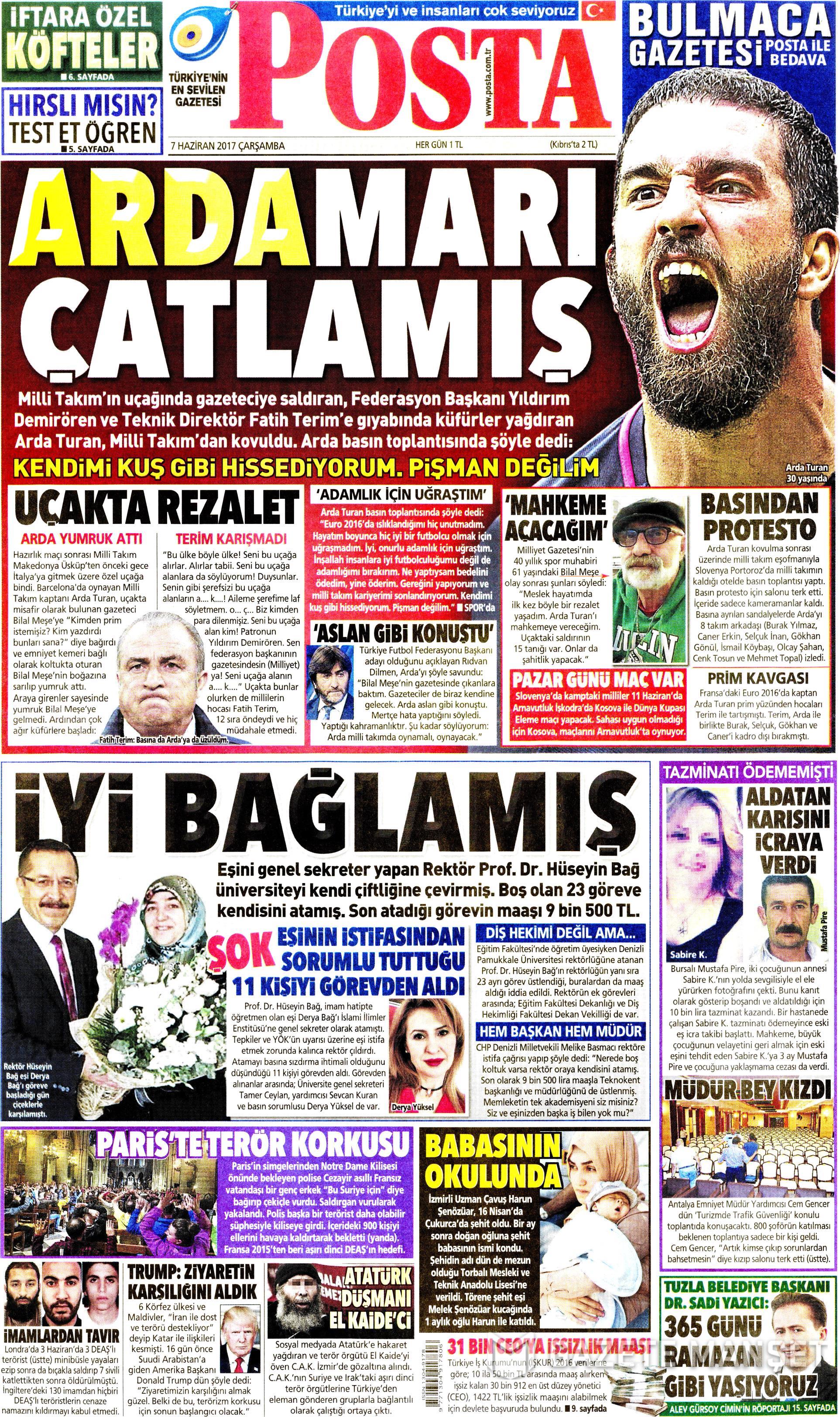 7 Haziran 2017 Çarşamba gazete manşetleri - 21