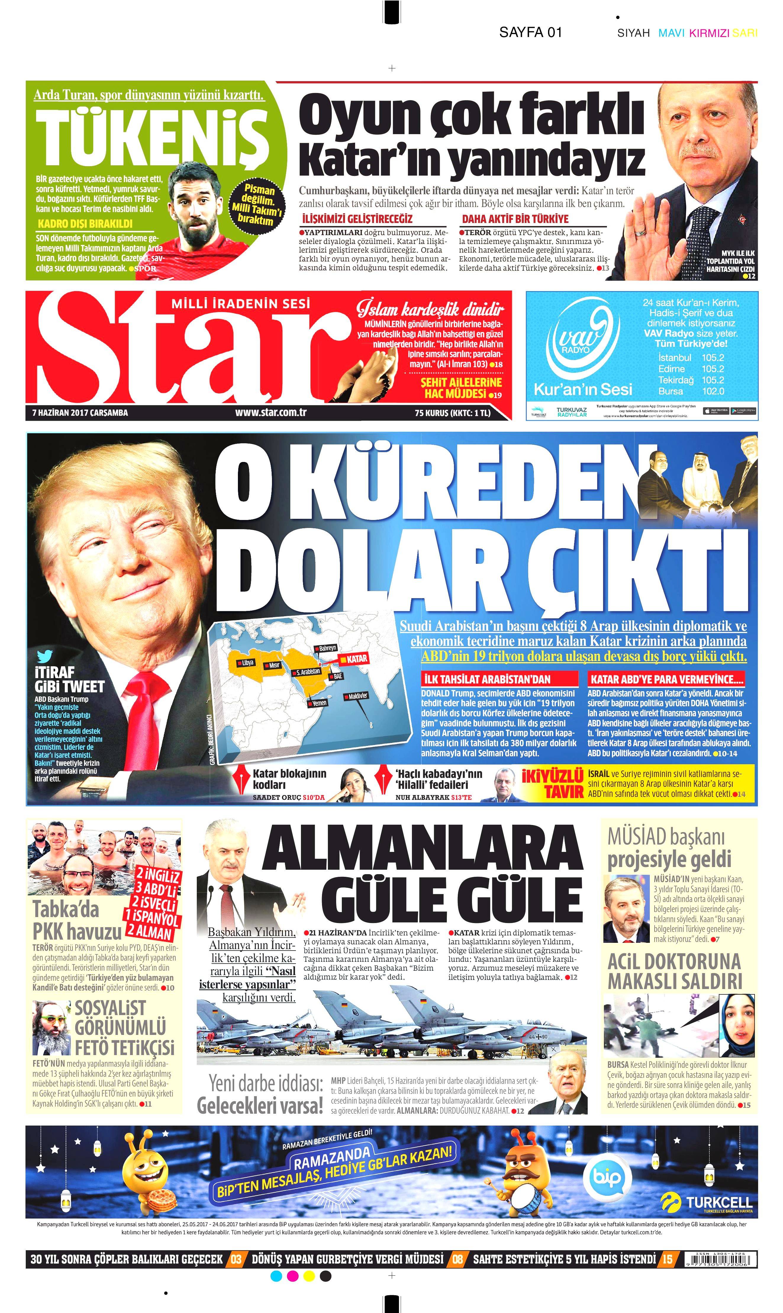 7 Haziran 2017 Çarşamba gazete manşetleri - 24