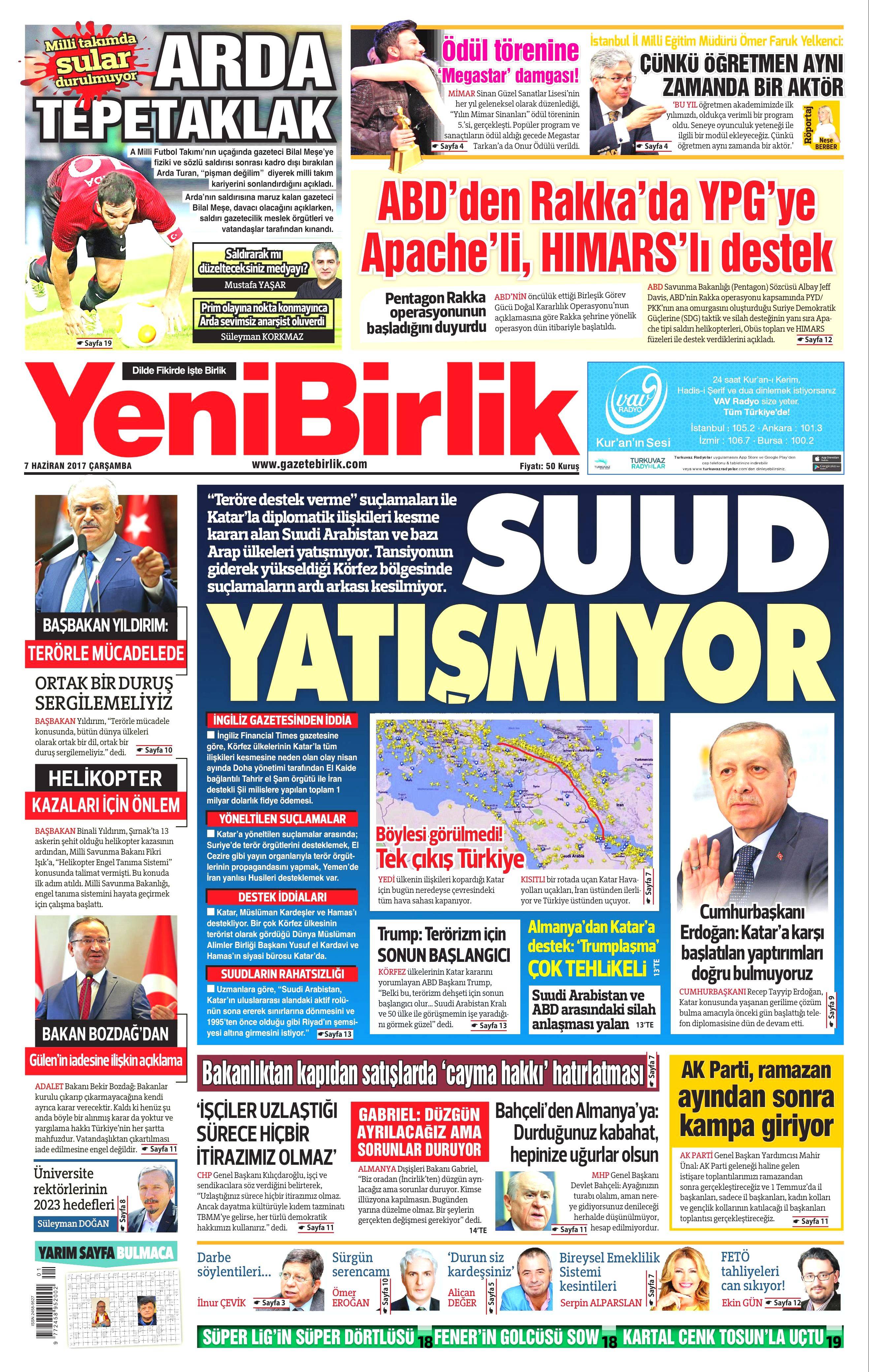 7 Haziran 2017 Çarşamba gazete manşetleri - 29