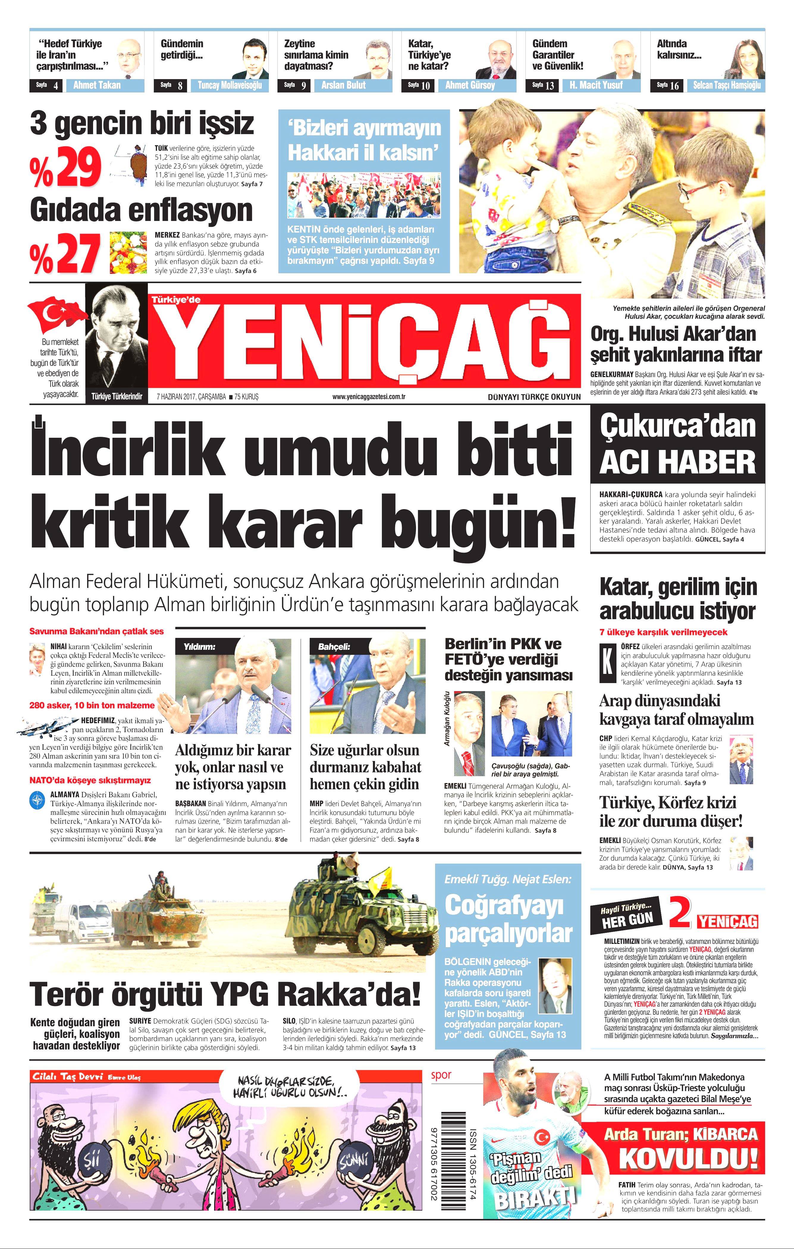 7 Haziran 2017 Çarşamba gazete manşetleri - 30