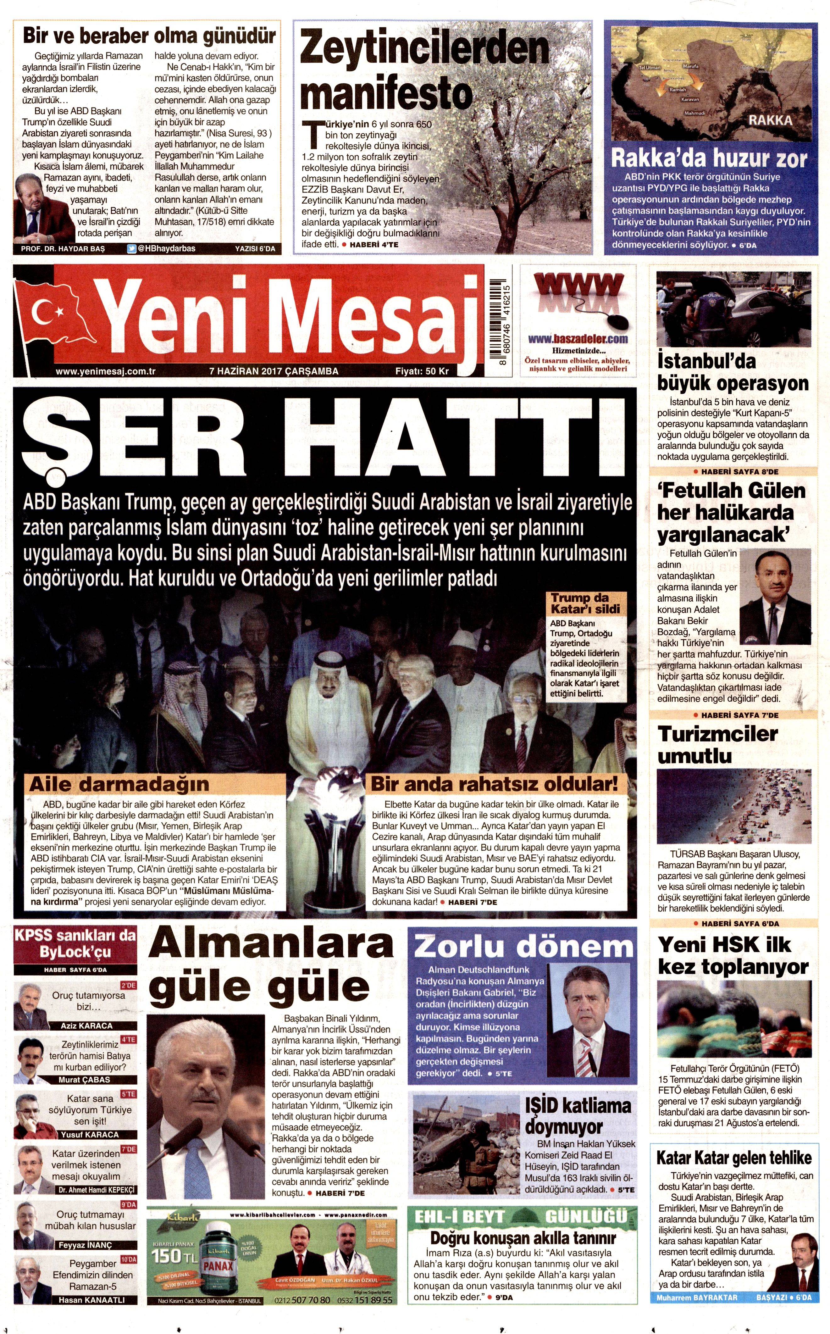 7 Haziran 2017 Çarşamba gazete manşetleri - 31