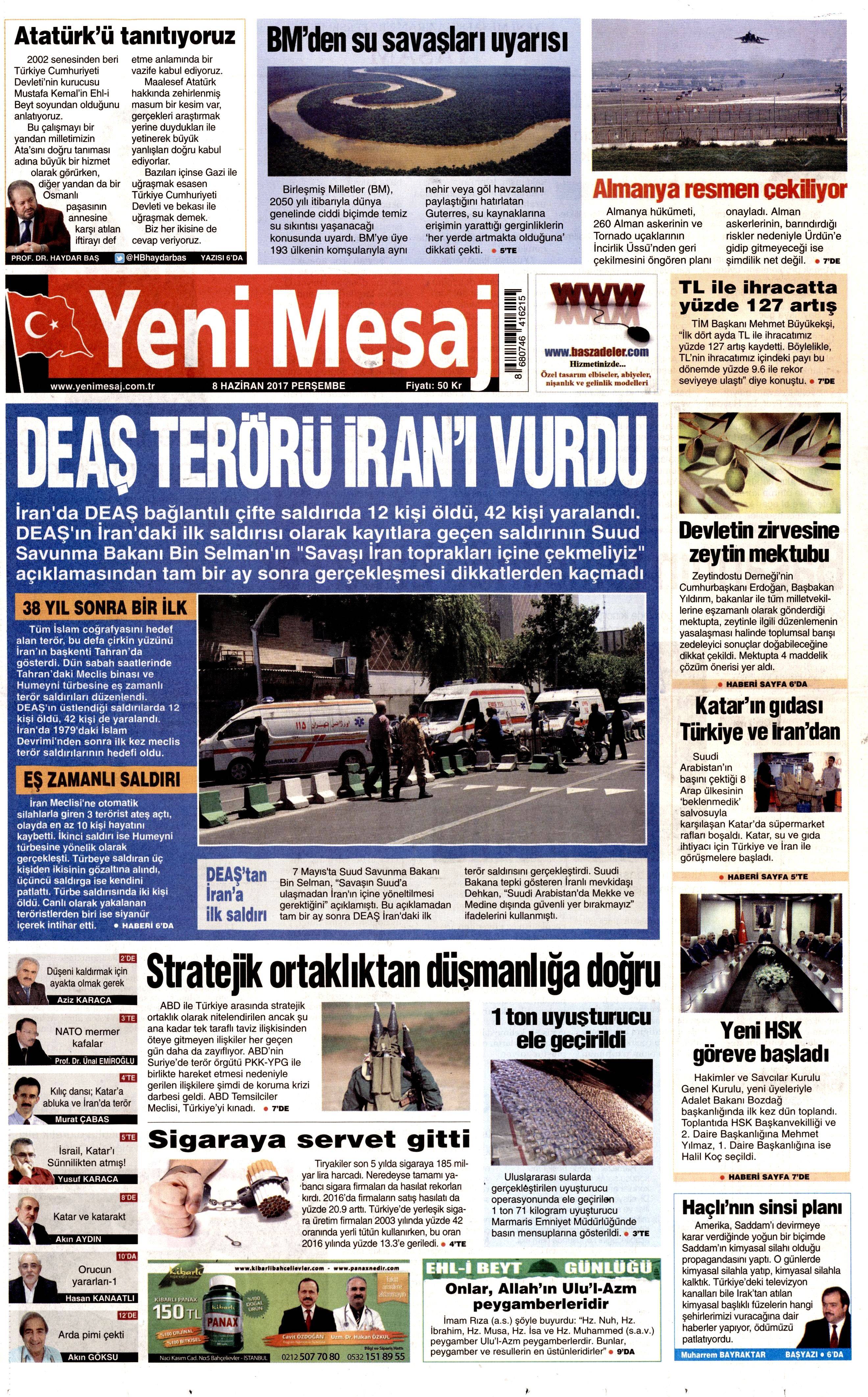 8 Haziran 2017 Perşembe gazete manşetleri - 28