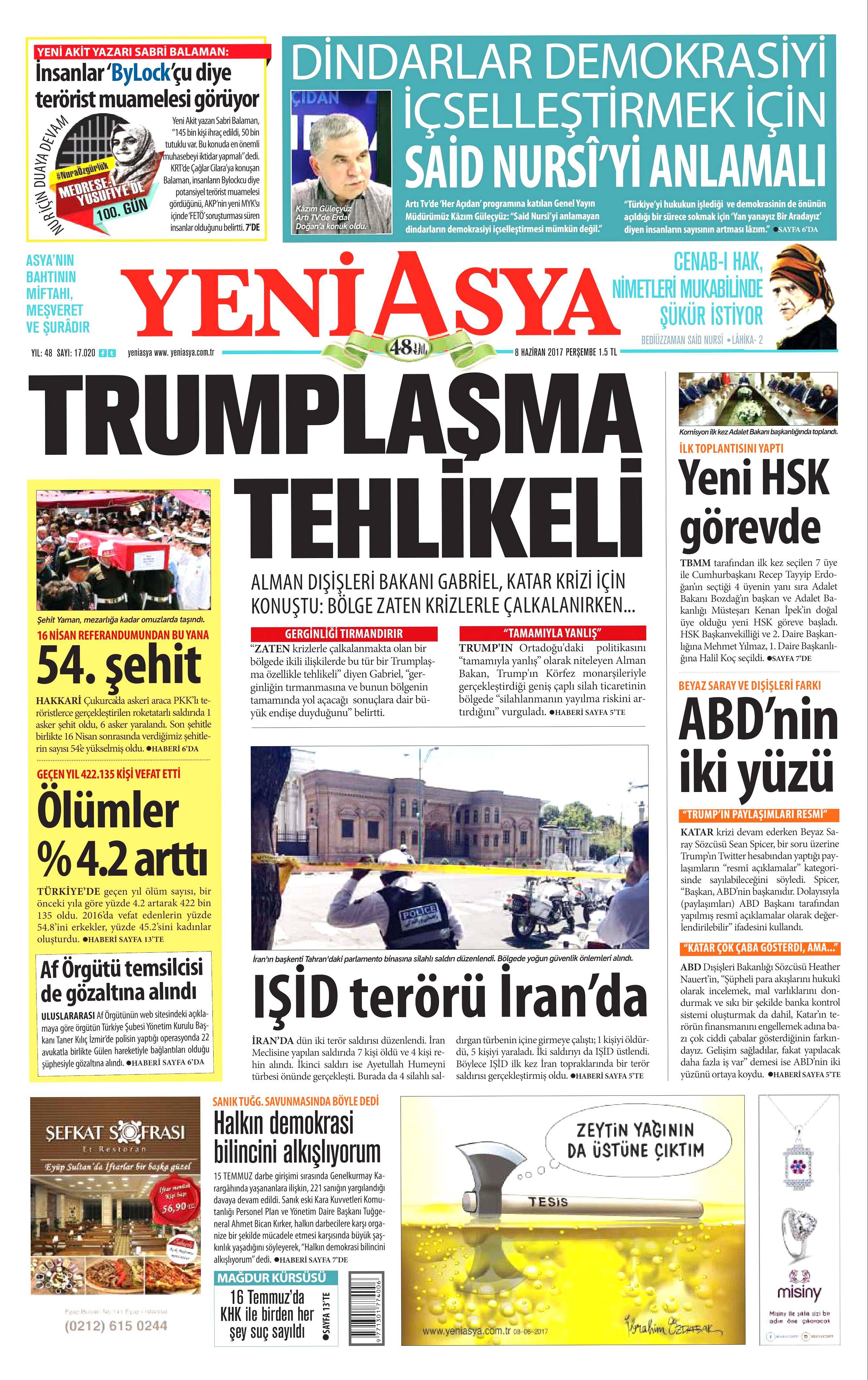 8 Haziran 2017 Perşembe gazete manşetleri - 16