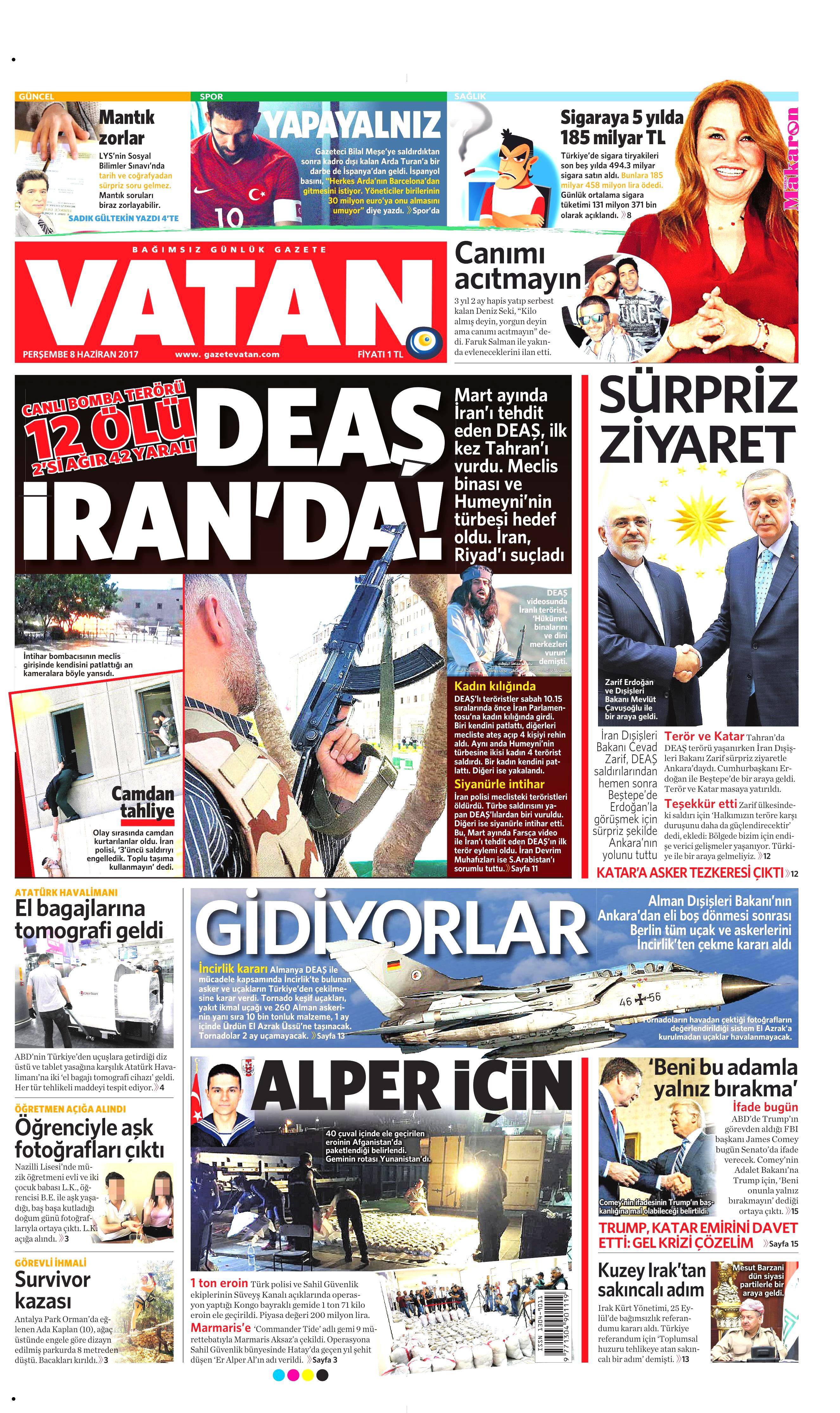 8 Haziran 2017 Perşembe gazete manşetleri - 19