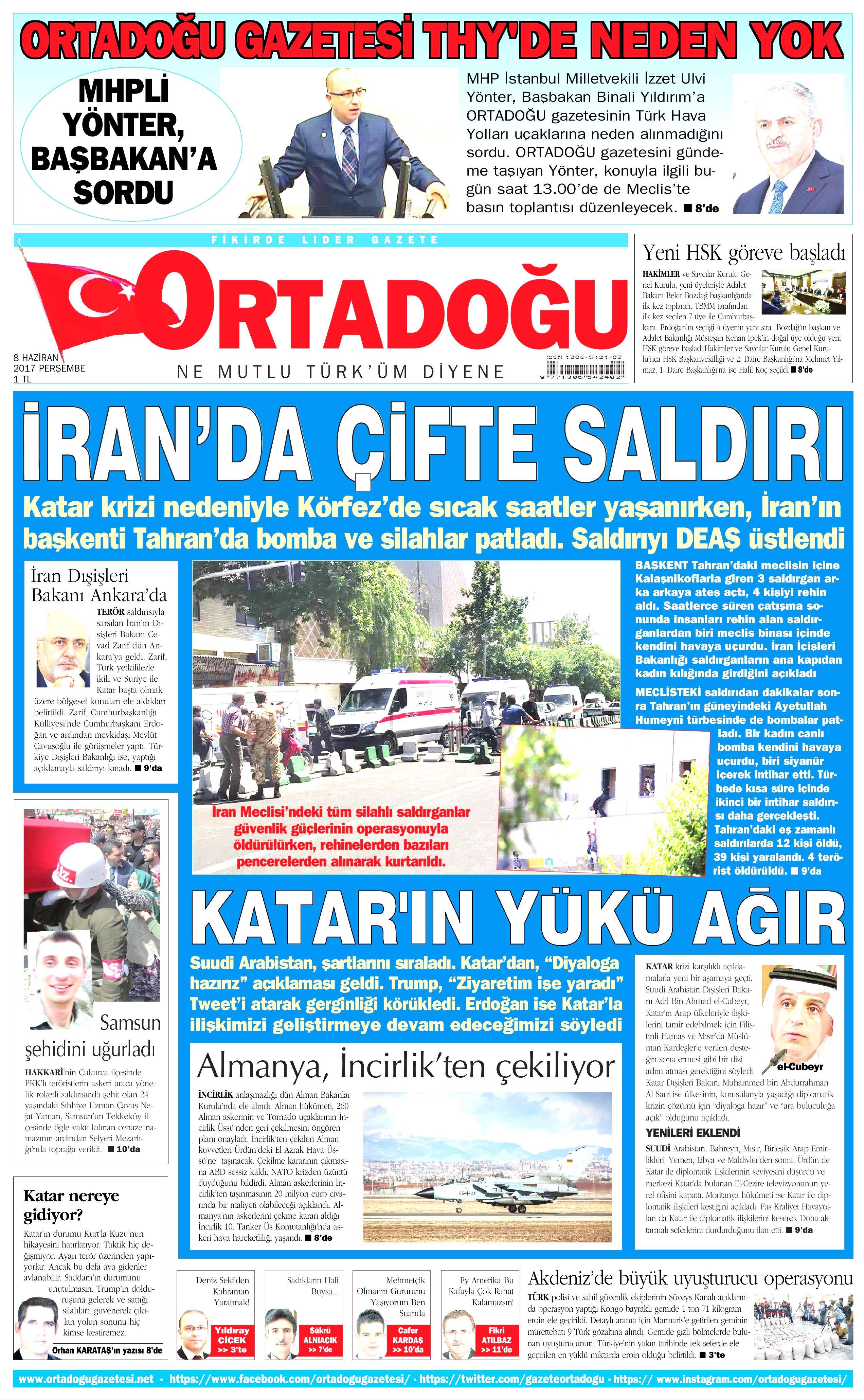 8 Haziran 2017 Perşembe gazete manşetleri - 22