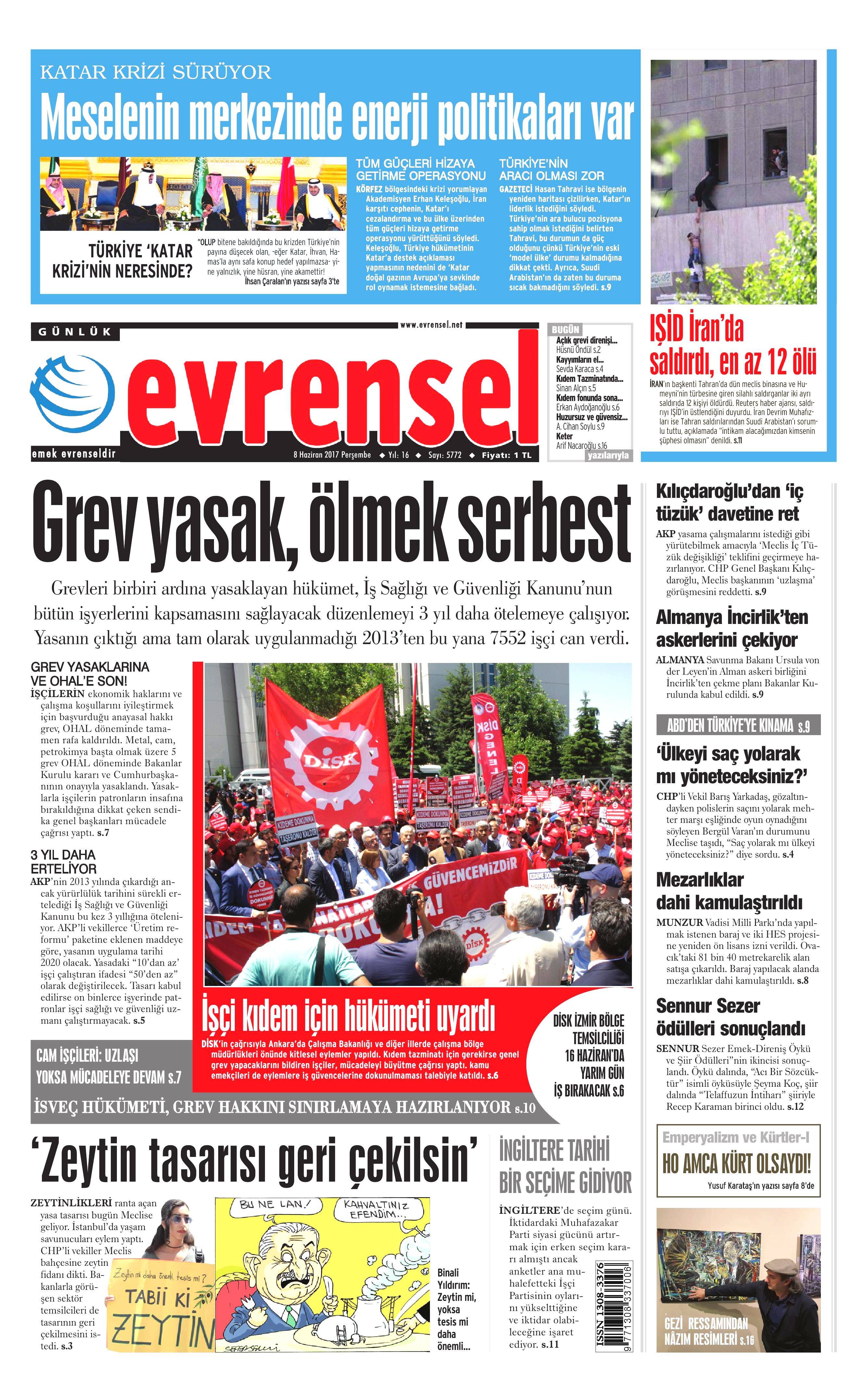 8 Haziran 2017 Perşembe gazete manşetleri - 7