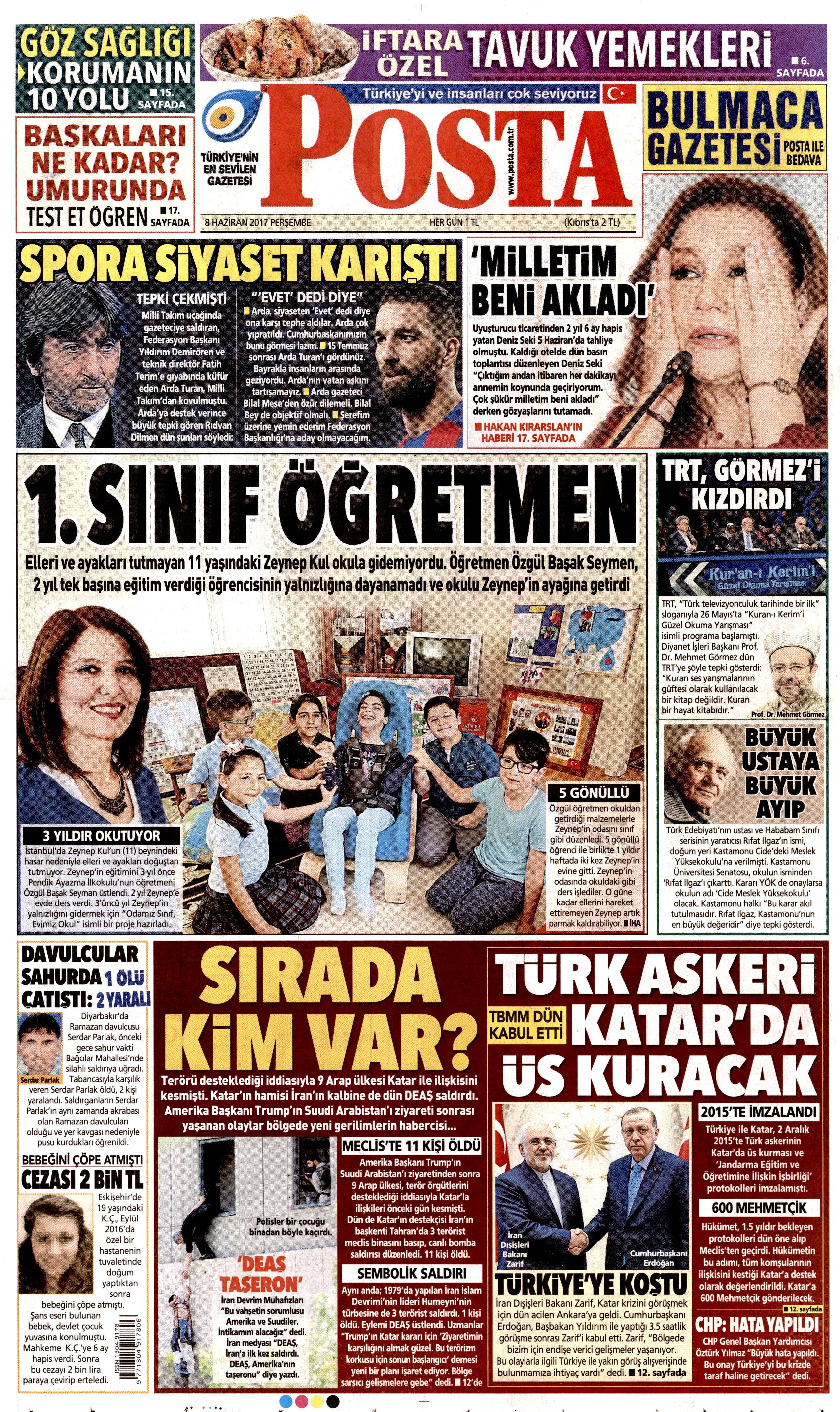 8 Haziran 2017 Perşembe gazete manşetleri - 25