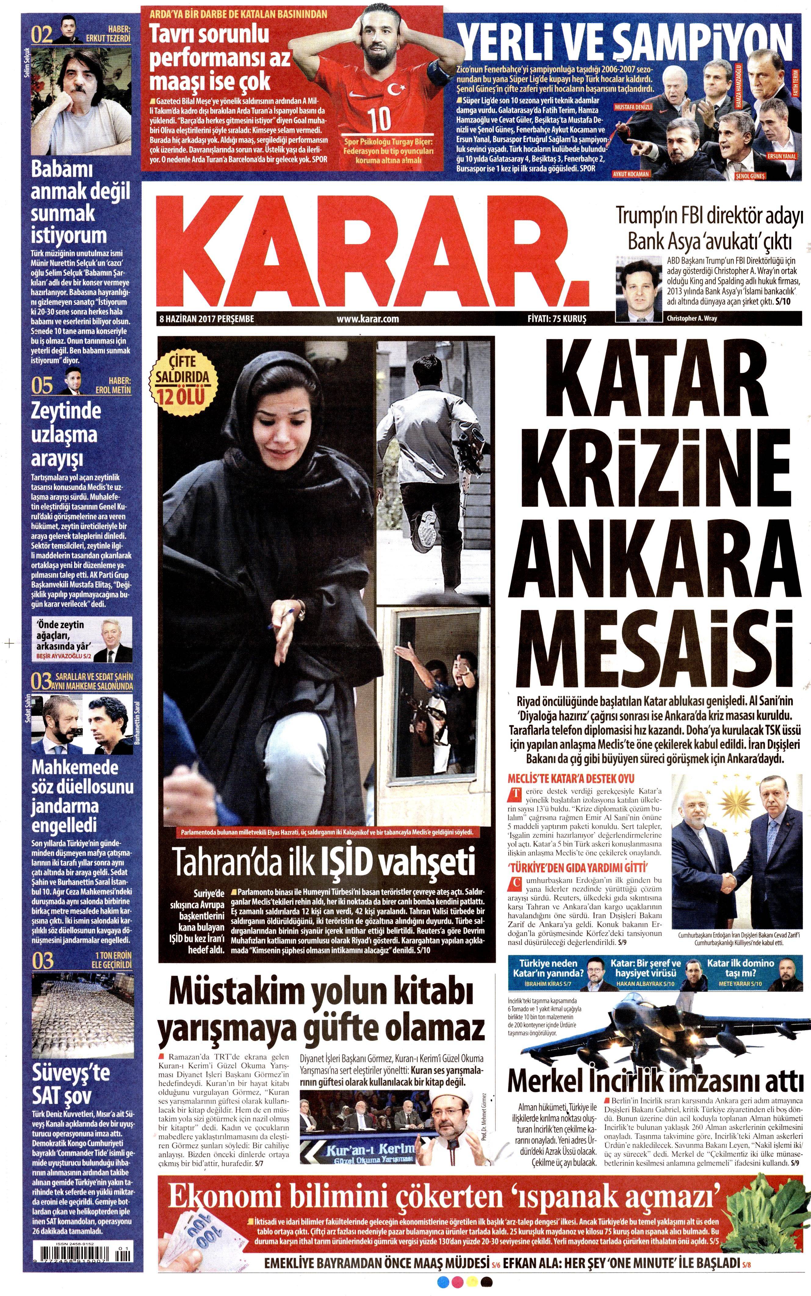 8 Haziran 2017 Perşembe gazete manşetleri - 12