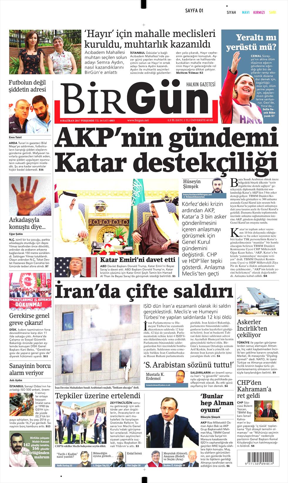 8 Haziran 2017 Perşembe gazete manşetleri - 4