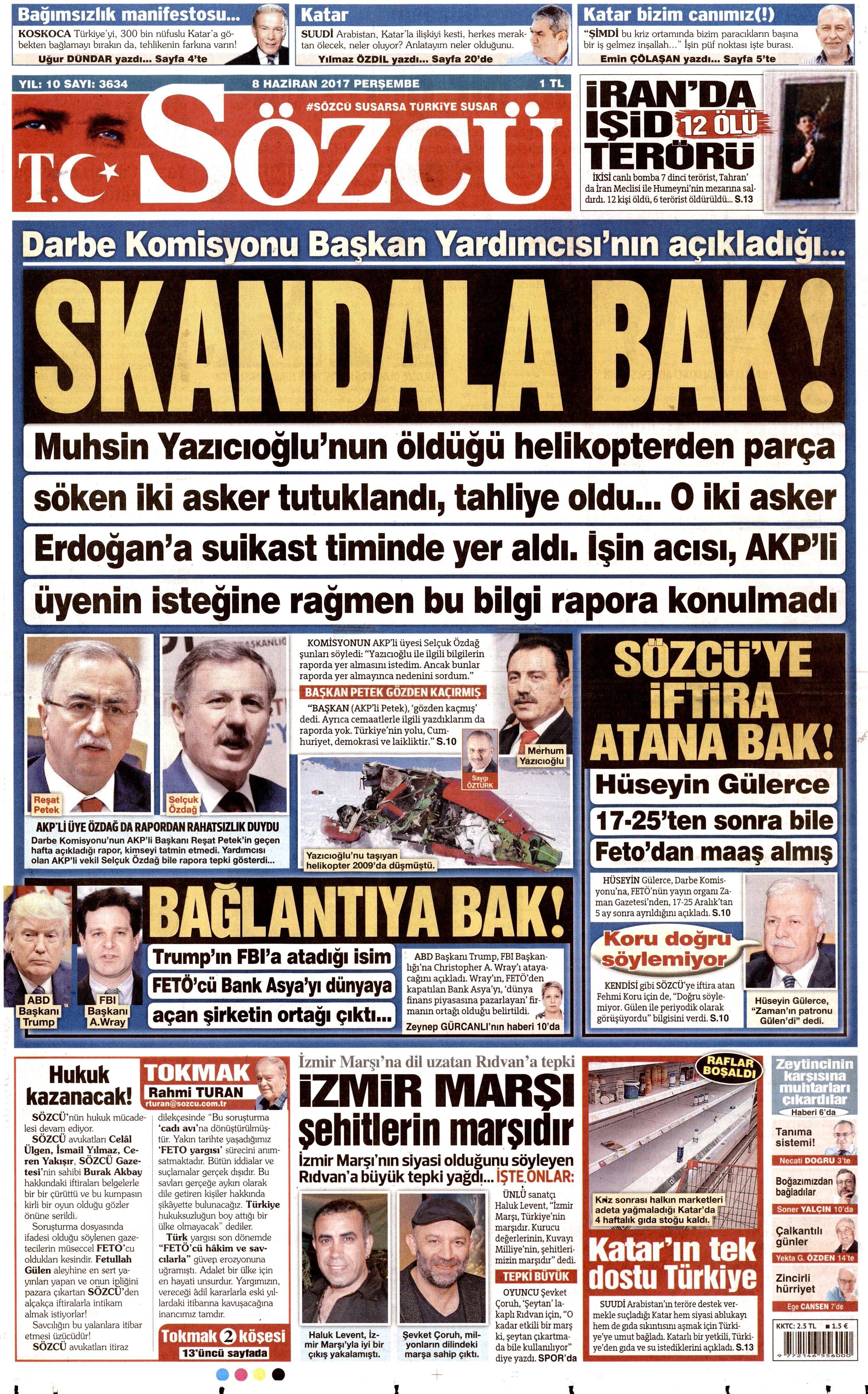 8 Haziran 2017 Perşembe gazete manşetleri - 27