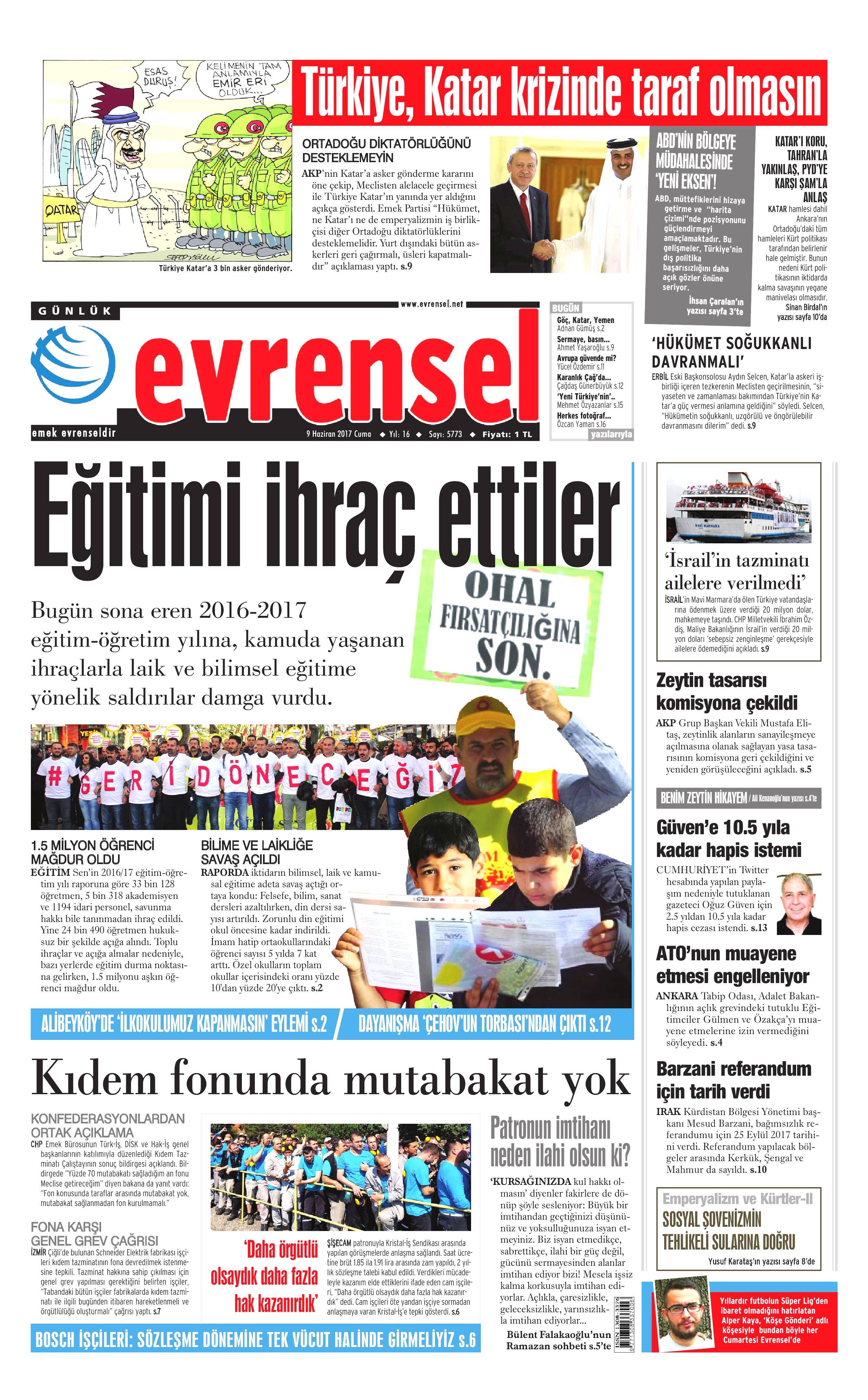 9 Haziran 2017 Cuma gazete manşetleri - 7