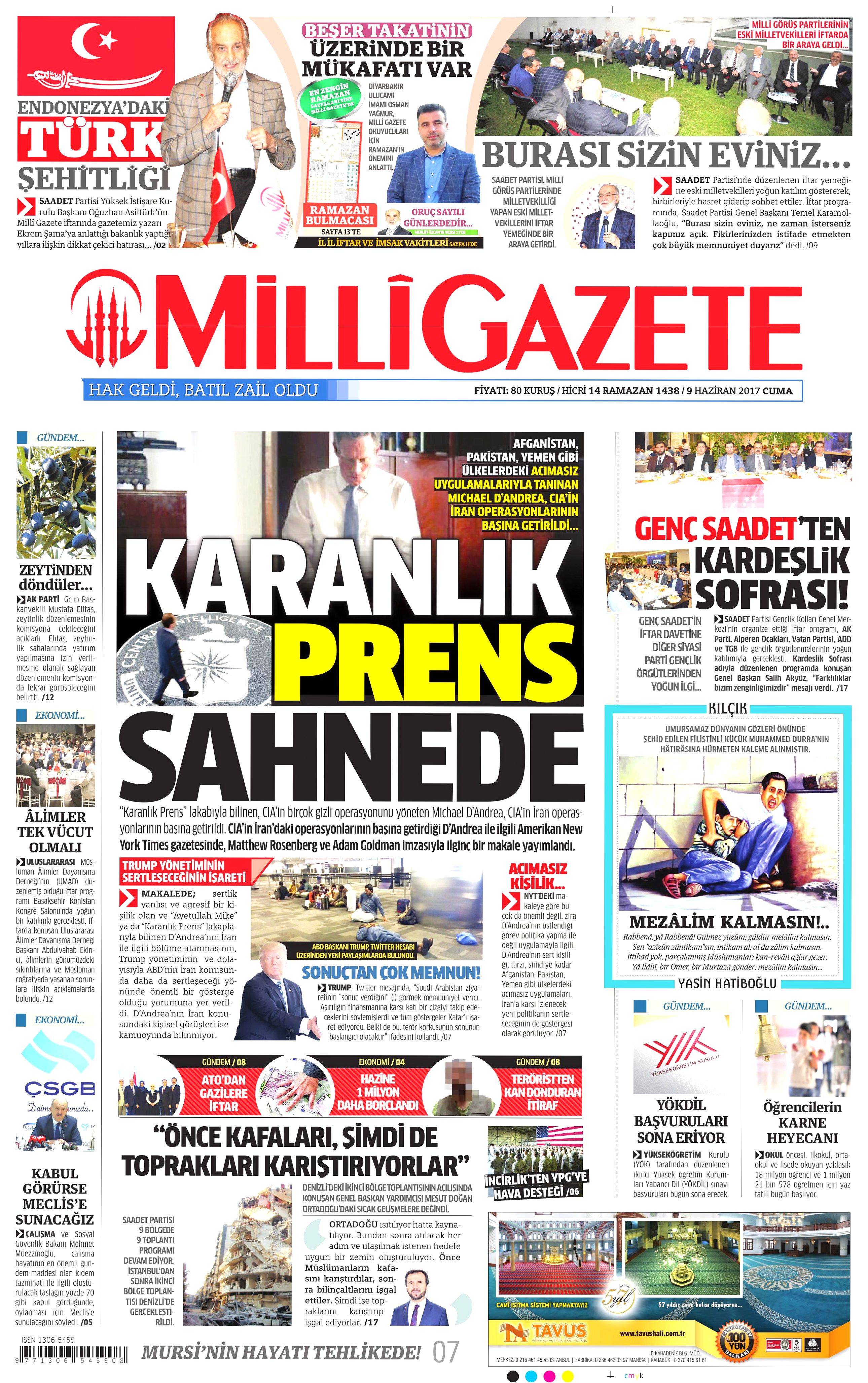 9 Haziran 2017 Cuma gazete manşetleri - 14