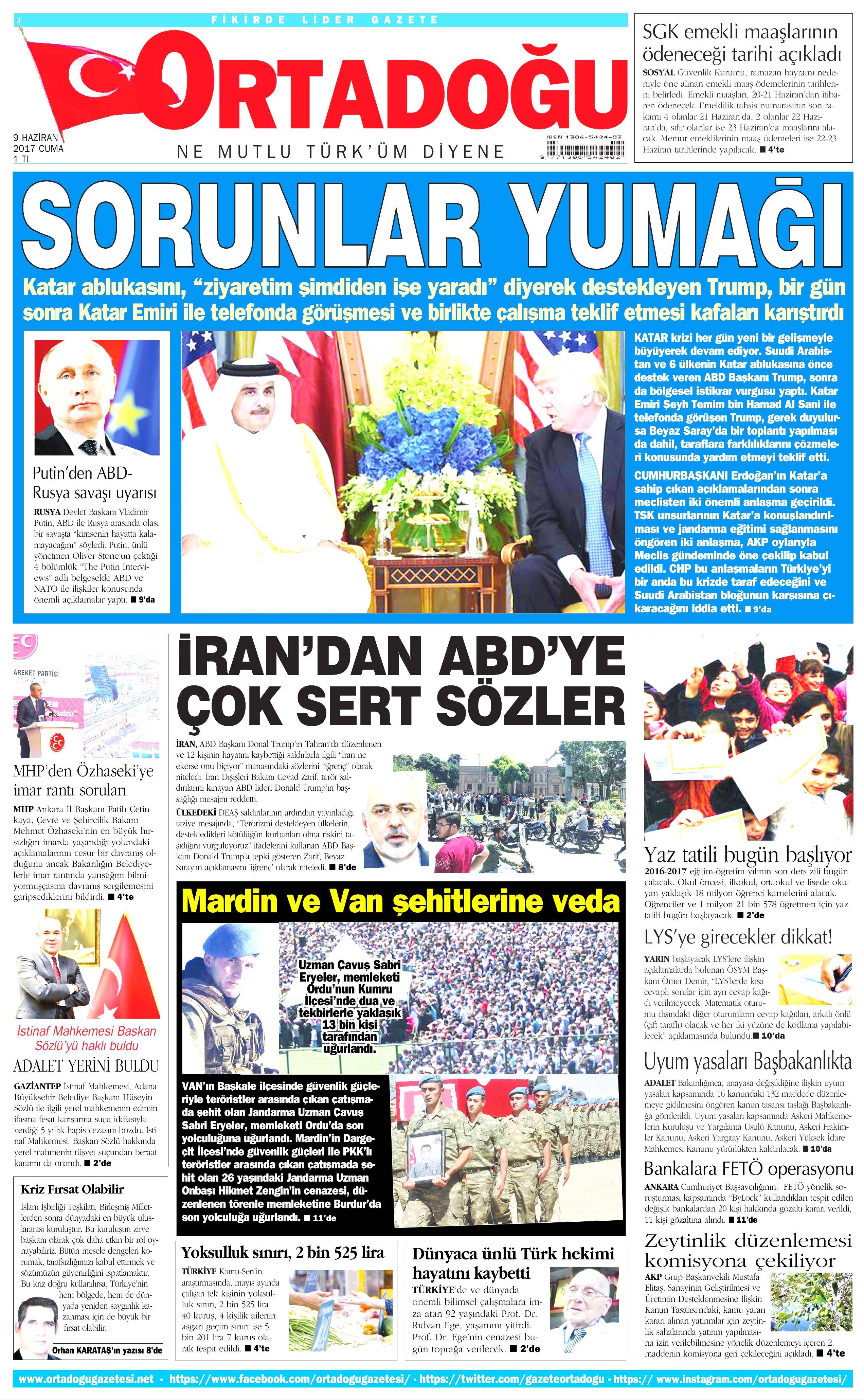 9 Haziran 2017 Cuma gazete manşetleri - 16