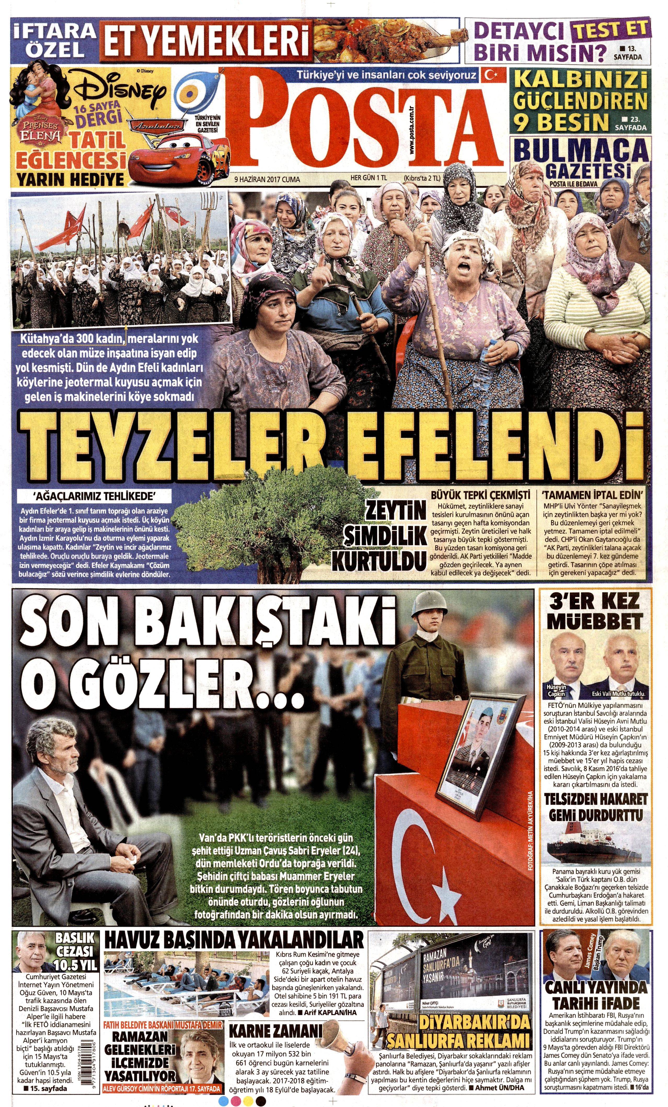 9 Haziran 2017 Cuma gazete manşetleri - 17