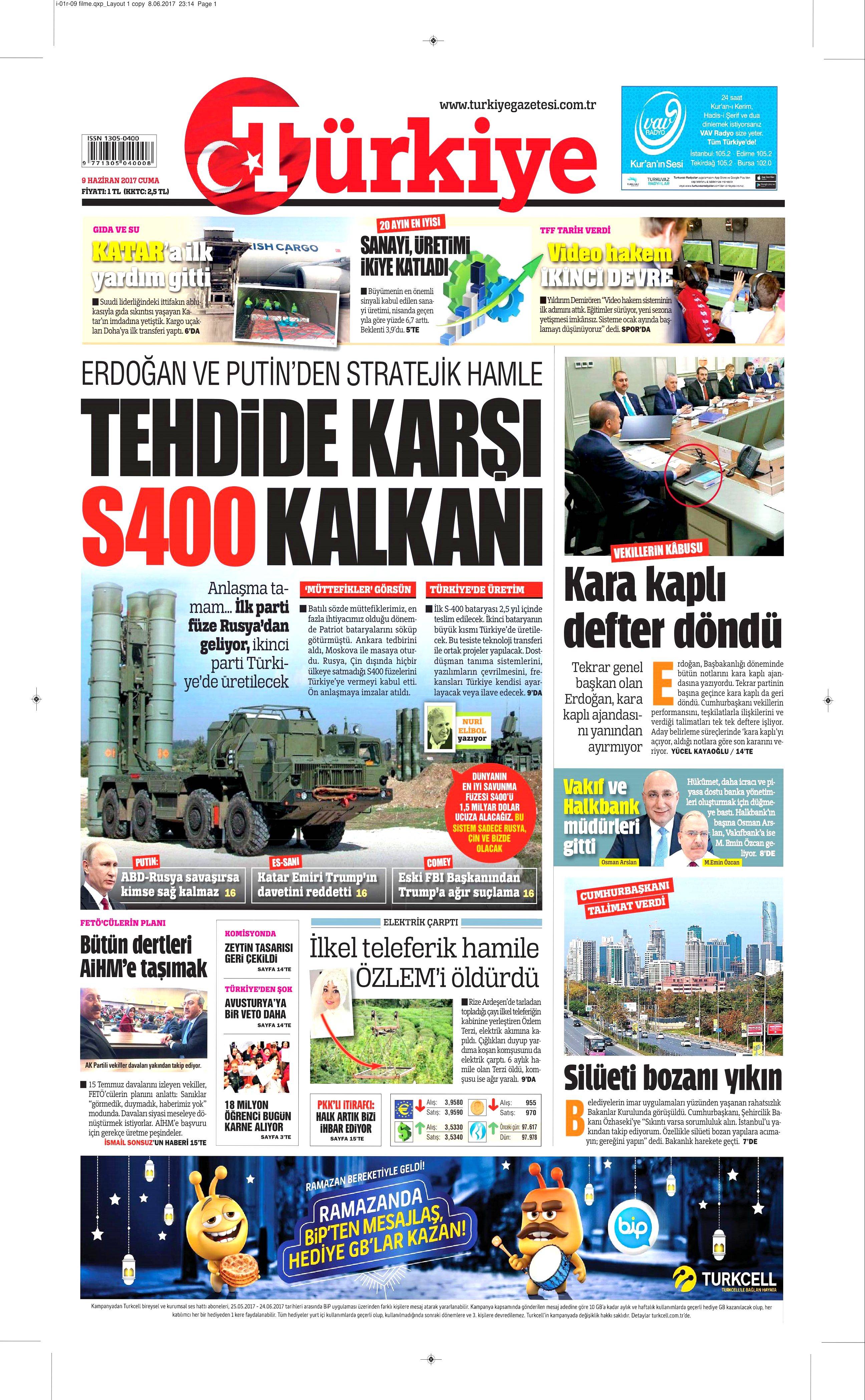 9 Haziran 2017 Cuma gazete manşetleri - 22